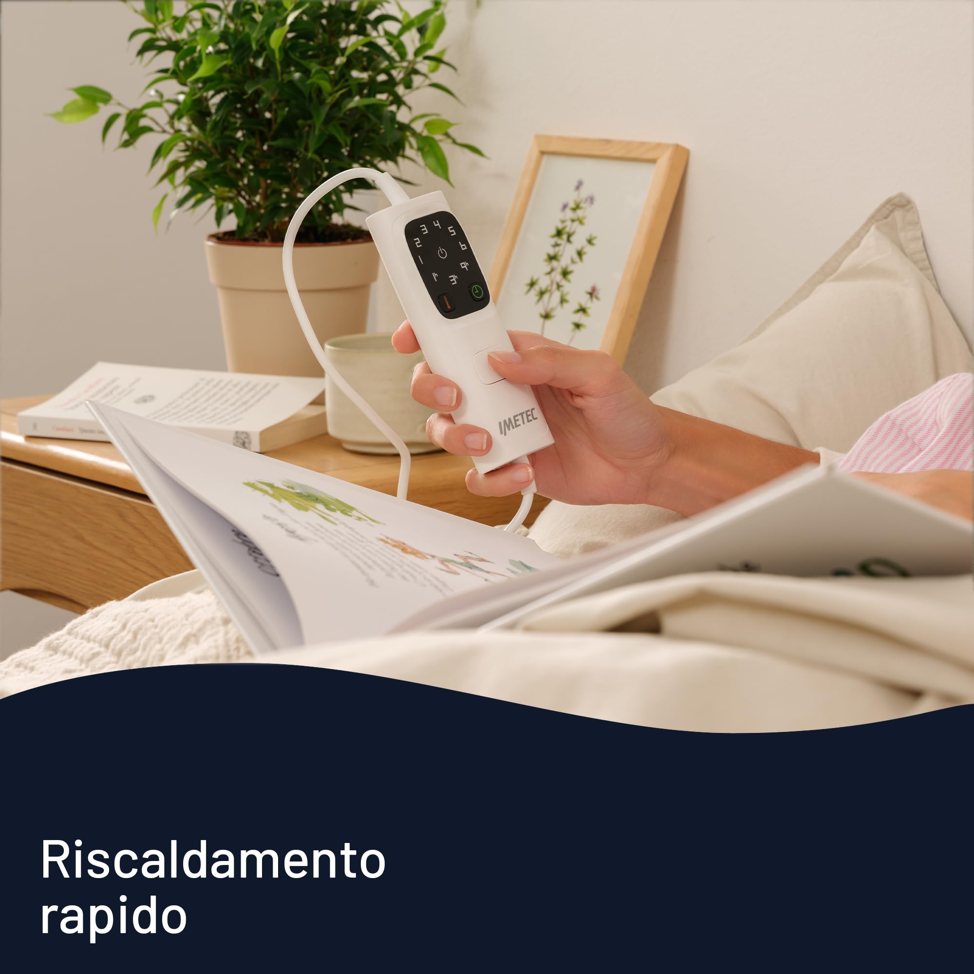 Imetec Adapto Scaldasonno Matrimoniale 150x160 - Scaldaletto Elettrico 100% Lana Merino, Basso Consumo, 2 zone di riscaldamento separate, Timer Autospegnimento, Massima Sicurezza, Made in Italy
