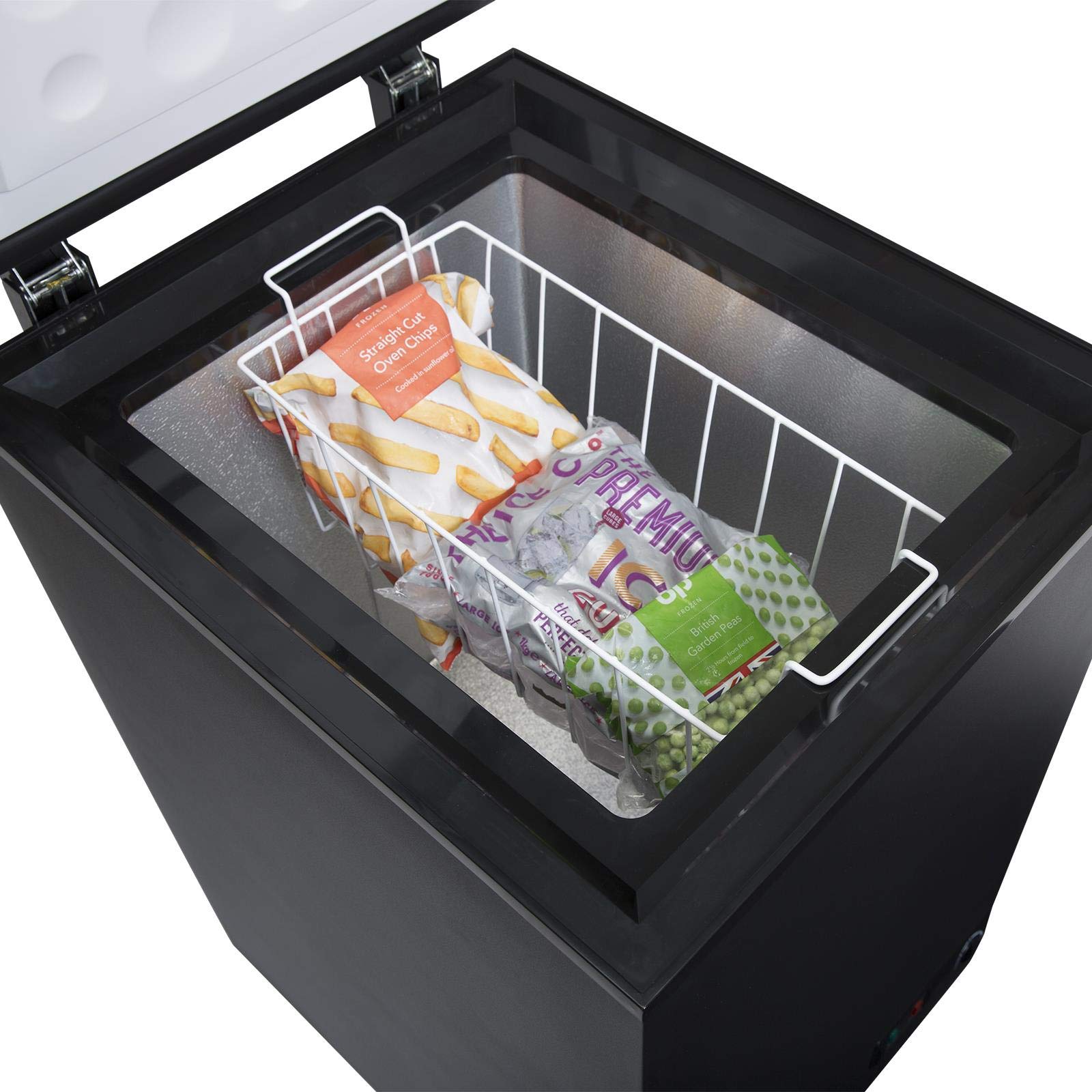 SIA CHF100BL Black Chest Freezer with Removable Wire Basket, 80L Freestanding Freezer, 48cm Wide, Adjustable Temperature Control, E Rated, 2 Years Parts And Labour Guarantee — view 5