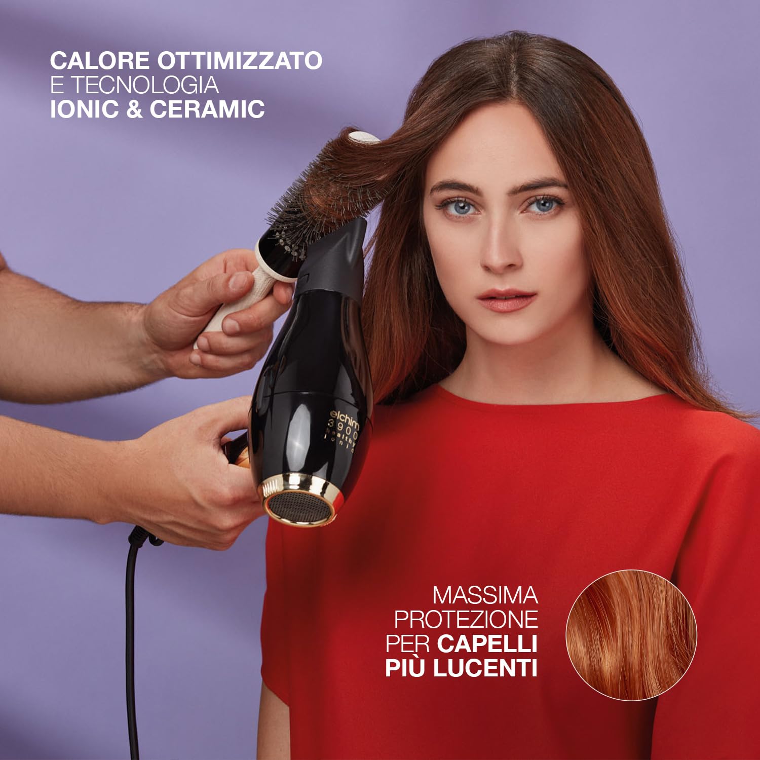 Phon per Capelli Elchim 3900 Healthy Ionic Black & Gold Presa Schuko con Sacchetta in Cotone - Asciugacapelli Professionale Made in Italy - Leggero e Silenzioso, Asciugatura Ridotta del 30%, 2400W