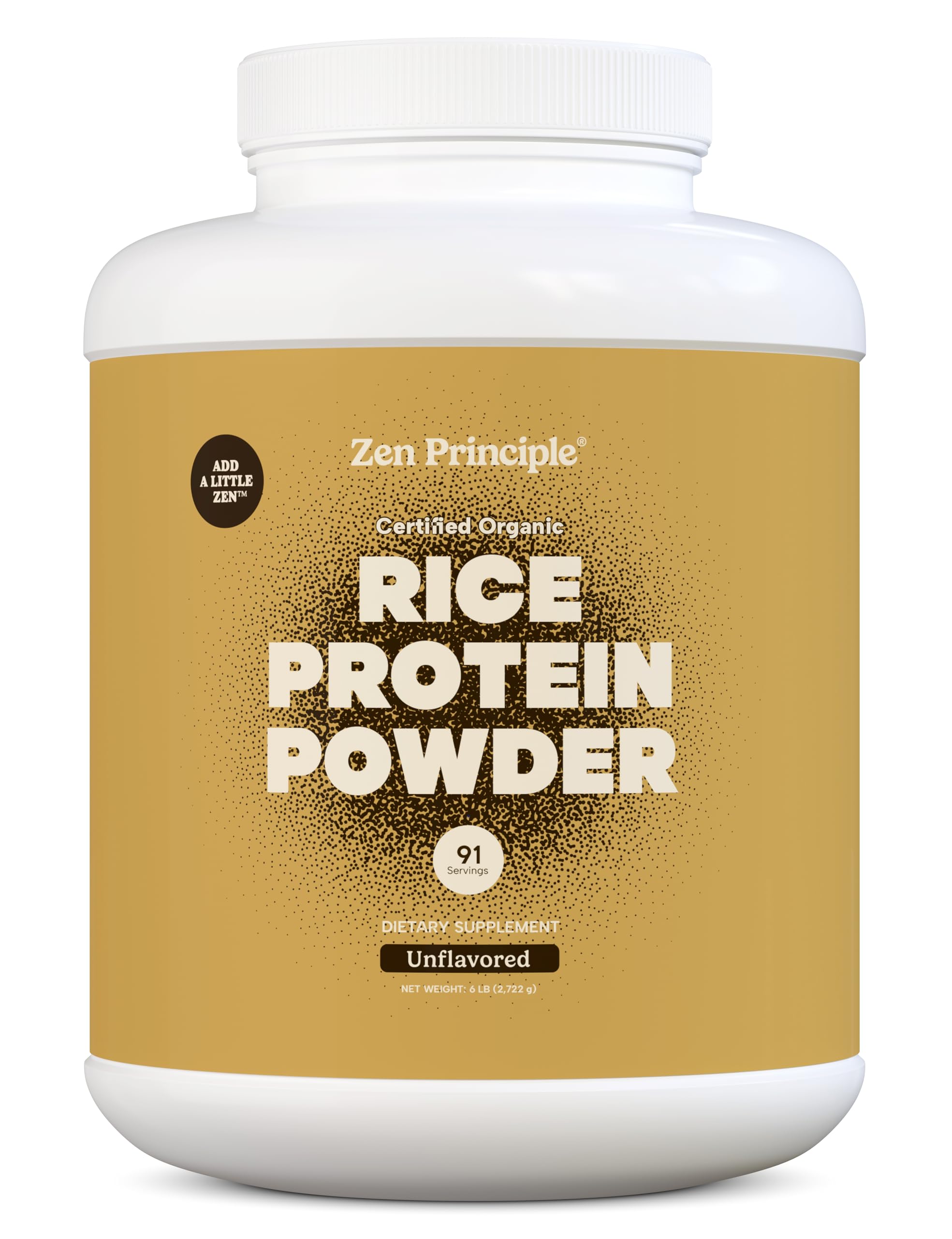 Proteína de arroz integral orgánico Zen Principle, 2.7 kg. Certificado orgánico por el USDA. Sin saborizantes artificiales. Sin OMG. Vegano.