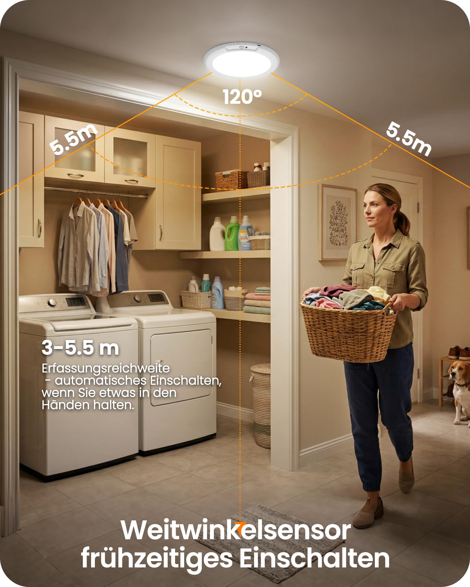 Aufladbare LED-Deckenleuchte mit Bewegungsmelder, 4er-Set | LED-geeignet; Augenschonend; nachttischlampe holz, nachttischlampe grün; Schlafzimmer, Wohnzimmer; Augenschonend