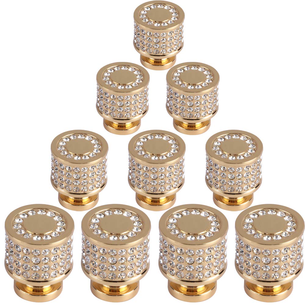 Copper Cabinet Knobs and Pulls Drawer/Furniture Handles Included Screws All Metal Stylish Shiny Kitchen Hardware 10 Pack, Gold, B1003G-P10