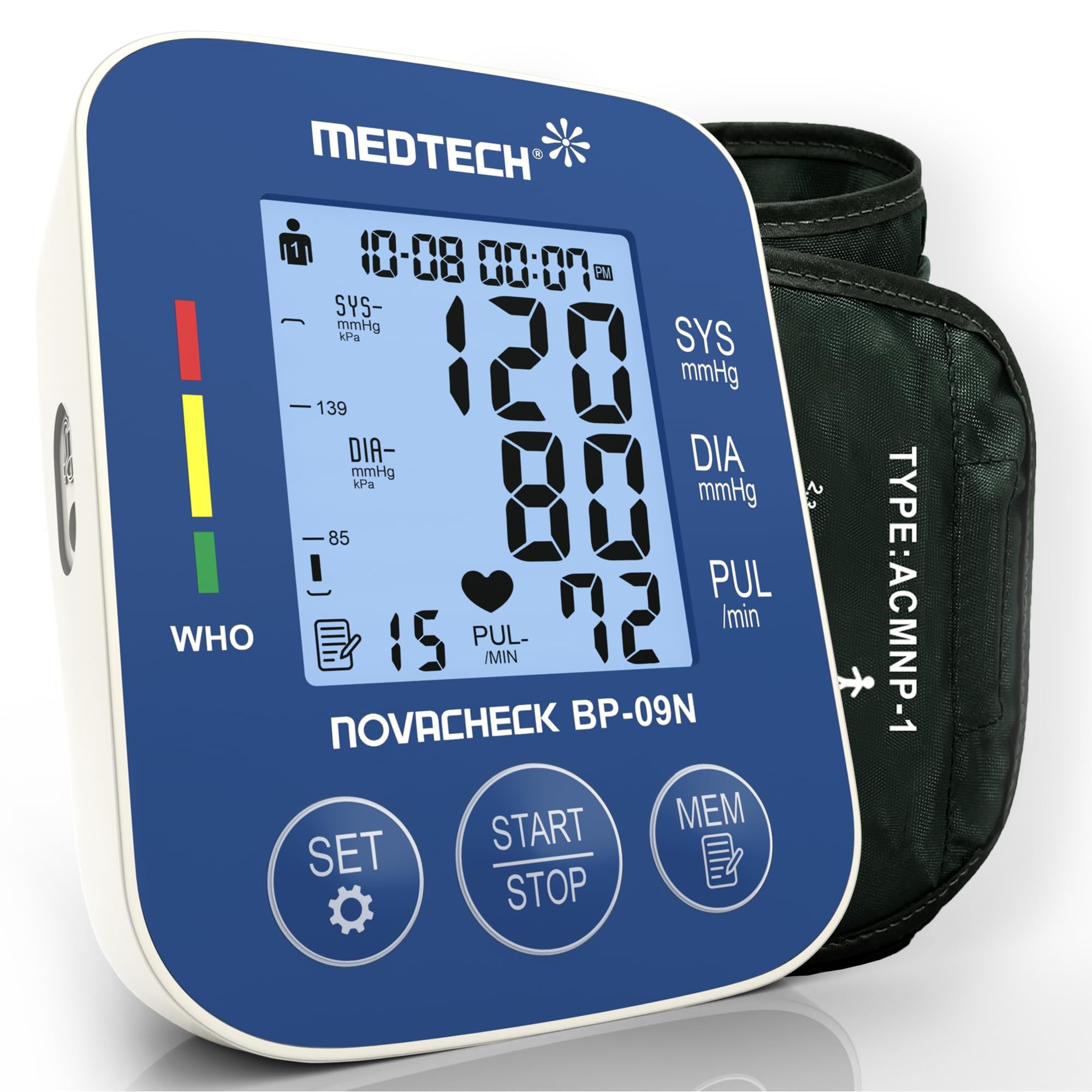 MEDTECH BP09N Fully Automatic Digital BP Monitor |Arm Portable, Lightweight Blood Pressure Machine | Accurate BP Machine Digital for Home | USB-C Port | Blood Pressure Monitoring Device, White