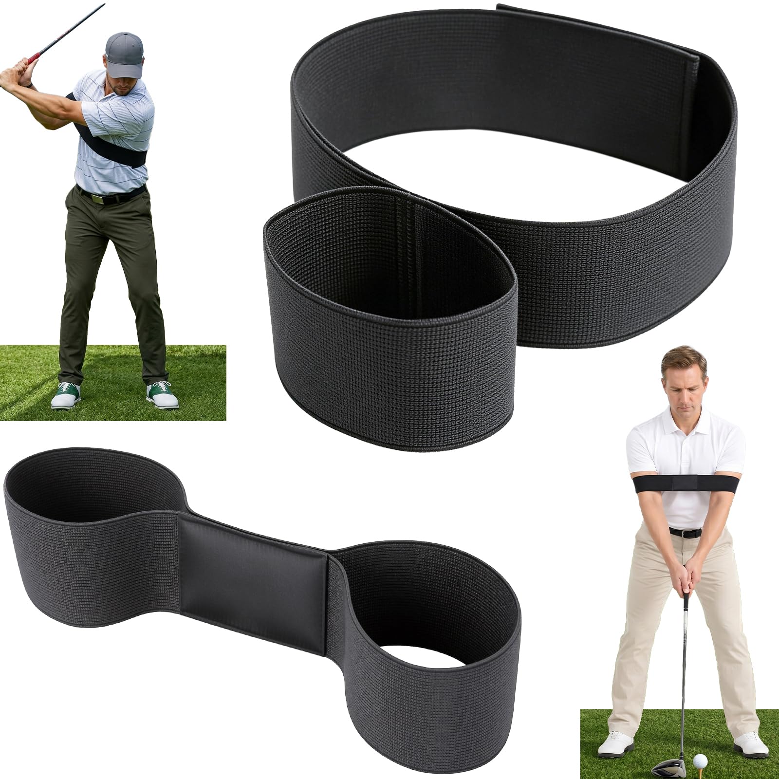 2 Pack Golf Swing Training Aid, Swing Sync Golf Trainer with Arm Band for Golf Practice, Non-Slip Comfortable Golf Training Band for Left/Right Handed Golfers, Indoor Outdoor Practice Golf Gift
