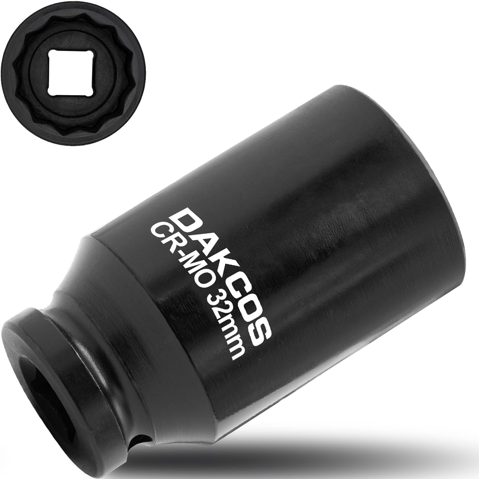 Dakcos 32Mm Socket 1/2" Drive 12 Ponit Impact Wrench Deep Socket Drive Shaft Tool Power, Cr-Mo