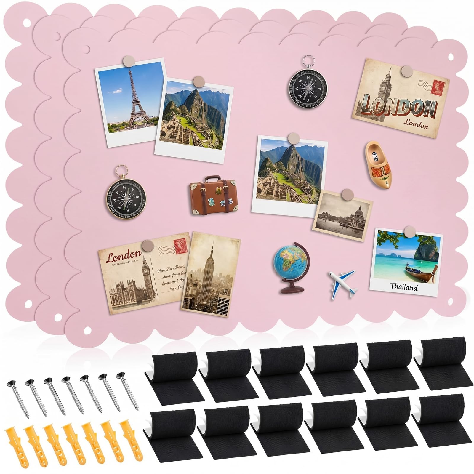 Photo 1 of ***MISSING 2 BOARDS****
Gueevin 3pack Magnetic Board for Wall 16.1" x 13" Magnet Bulletin Board to Display Scalloped Magnetic Letters, Numbers, Notes for Refrigerator, Cubicle, Cabinet, Come with Tapes and Screws(Pink)