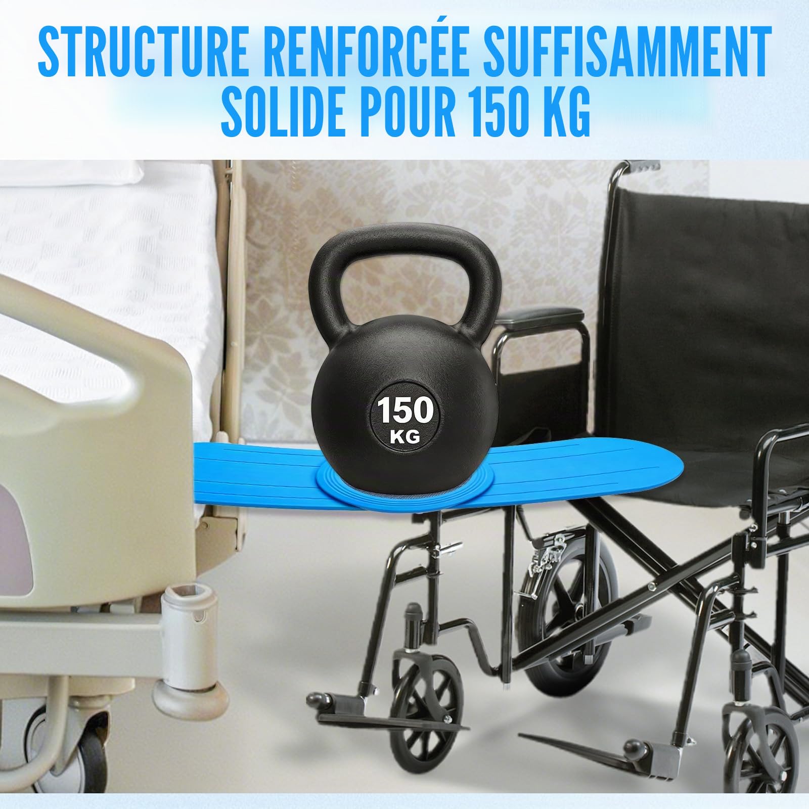 Planche de transfert pour fauteuil roulant, 75cm planche incurvée pour fauteuil roulant avec plaque pivotante coulissante à 360 °, Planche de Transfert pour personnes âgées ou handicapées