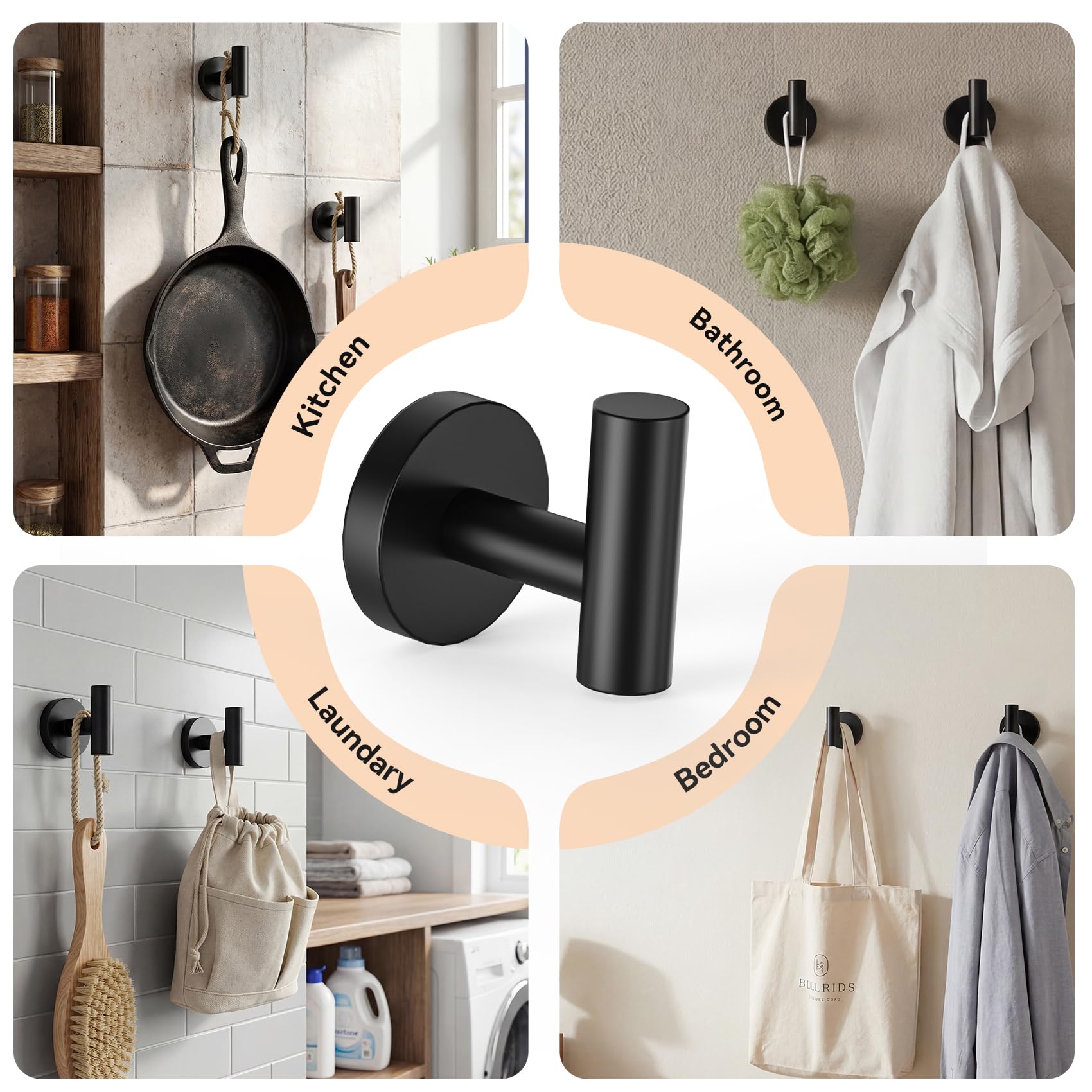 4-Piece Towel Holder Set, Black Bathroom Accessories Set — Amazon image 5