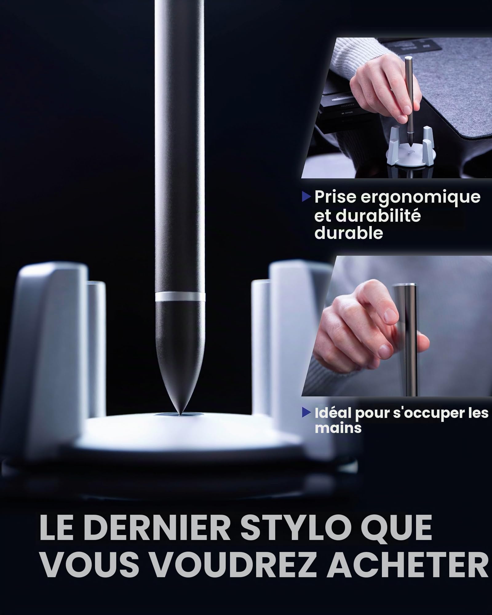 novium Hoverpen Classic - Stylo Vertical Anti-Gravité, Dark Grey