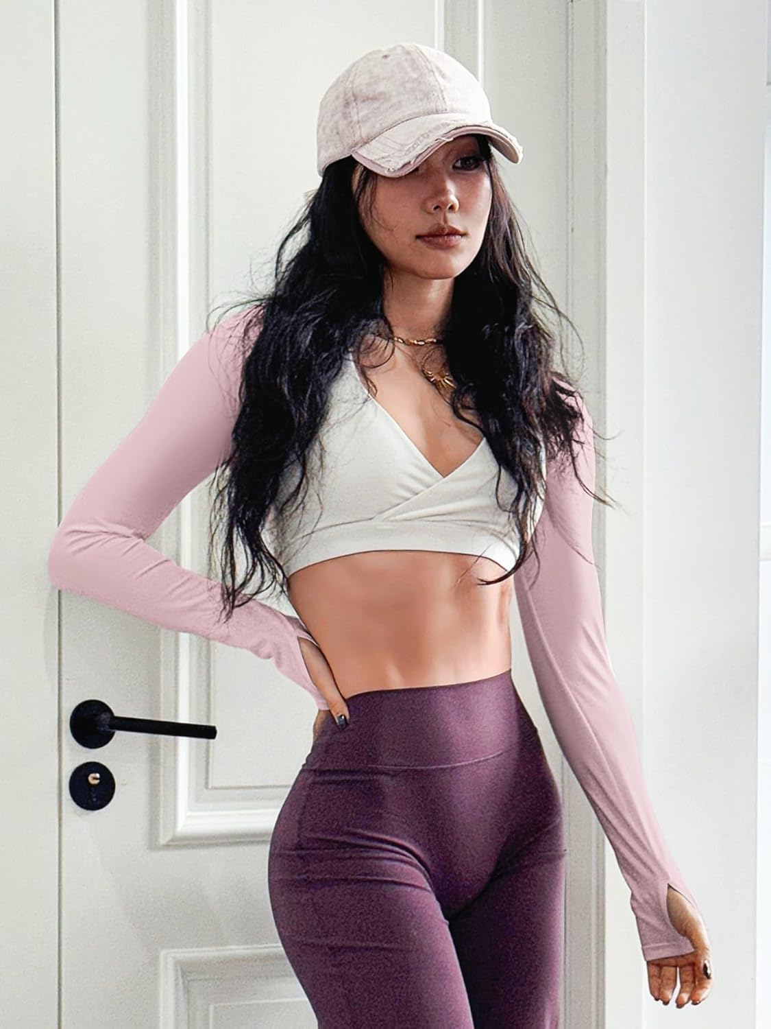 YEOREO Women Crop Top Long Sleeve Bolero Open Front Workout Cropped Shirts Sports Shrug - Image 3