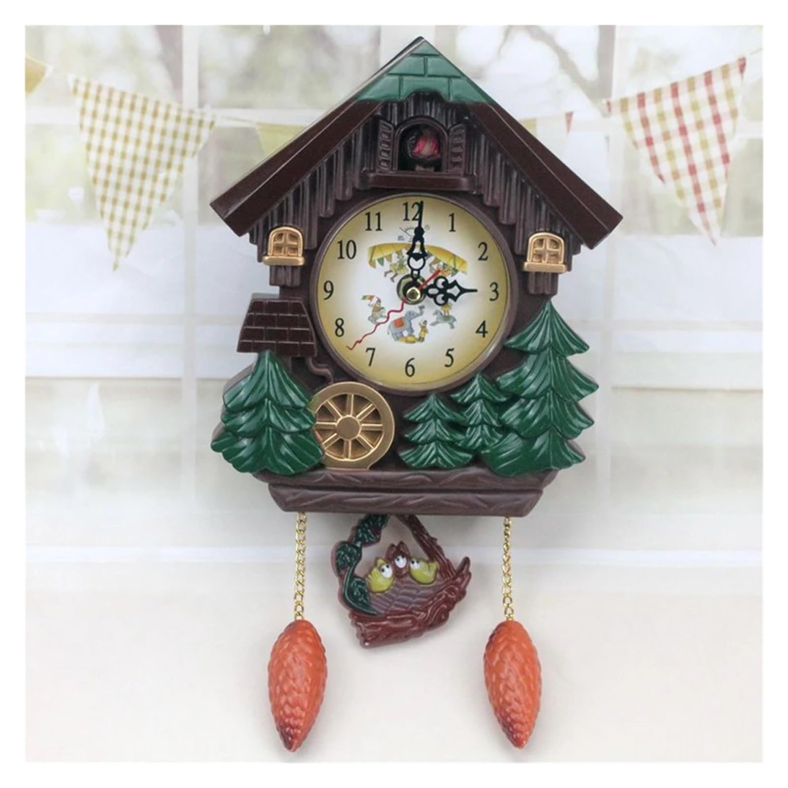Relojes De Cuco Reloj de Cuco con péndulo, Reloj de Pared, Reloj Despertador con Campana de Tiempo for Sala de Estar, Reloj Despertador de 10 Pulgadas for decoración del hogar(Option 2)