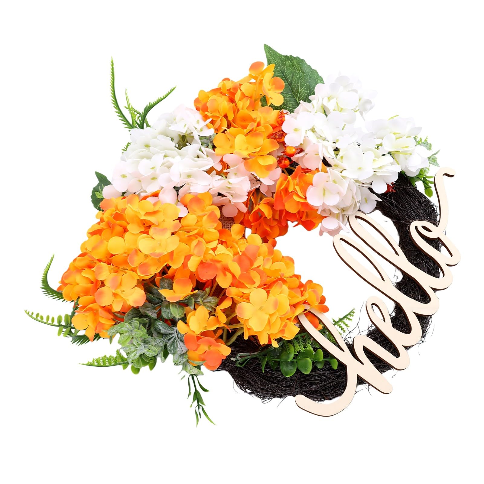 Ghirlanda Autunnale con Base di Viti Unica (Yellow+White Hydrangea Flower