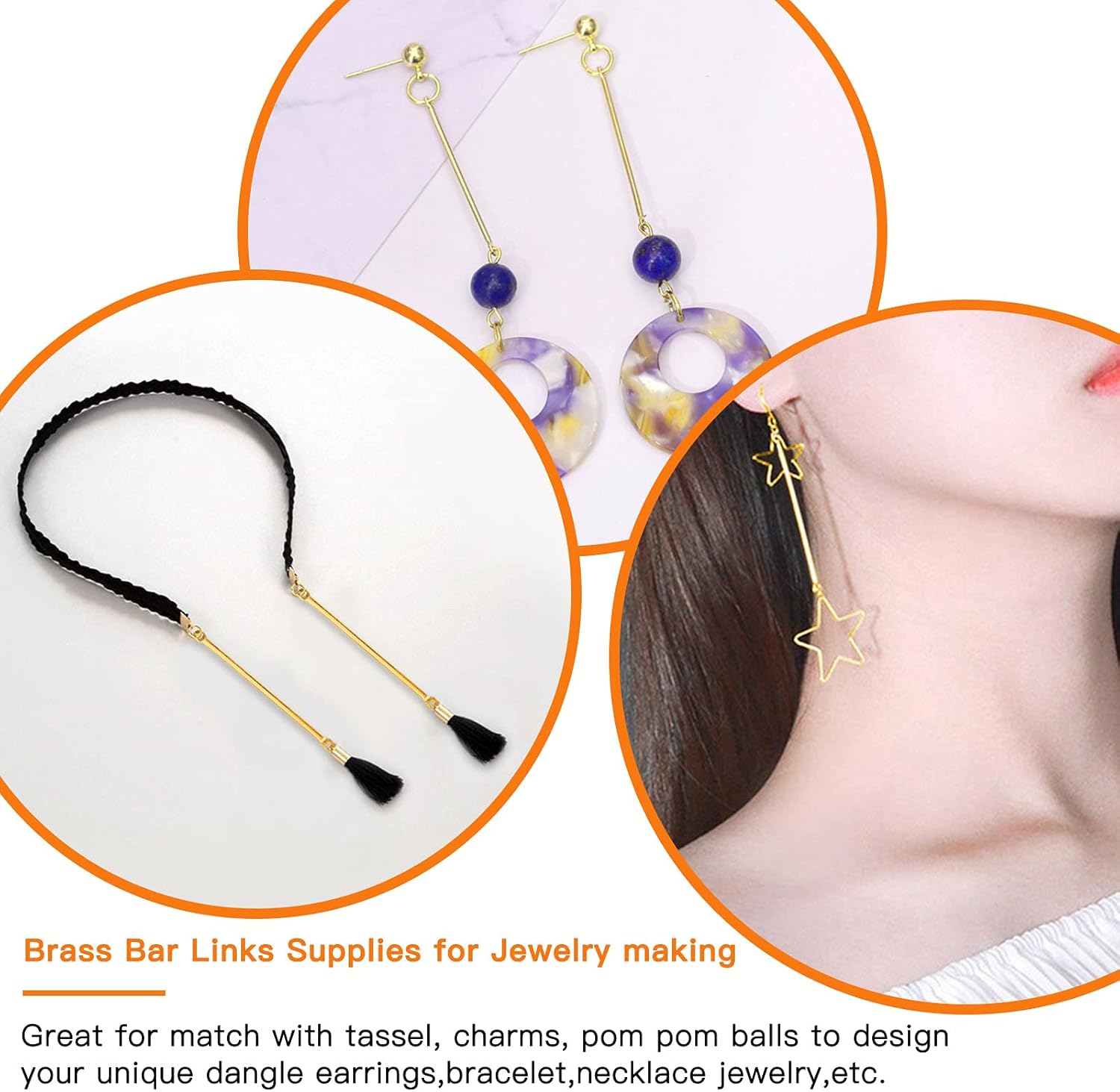 100Pcs Brass Bar Links for Jewelry Making, 5 Size Brass Links Connector Earring Connectors 2-Hole Stick Strip Beads Necklace Bracelet Connectors - Image 4