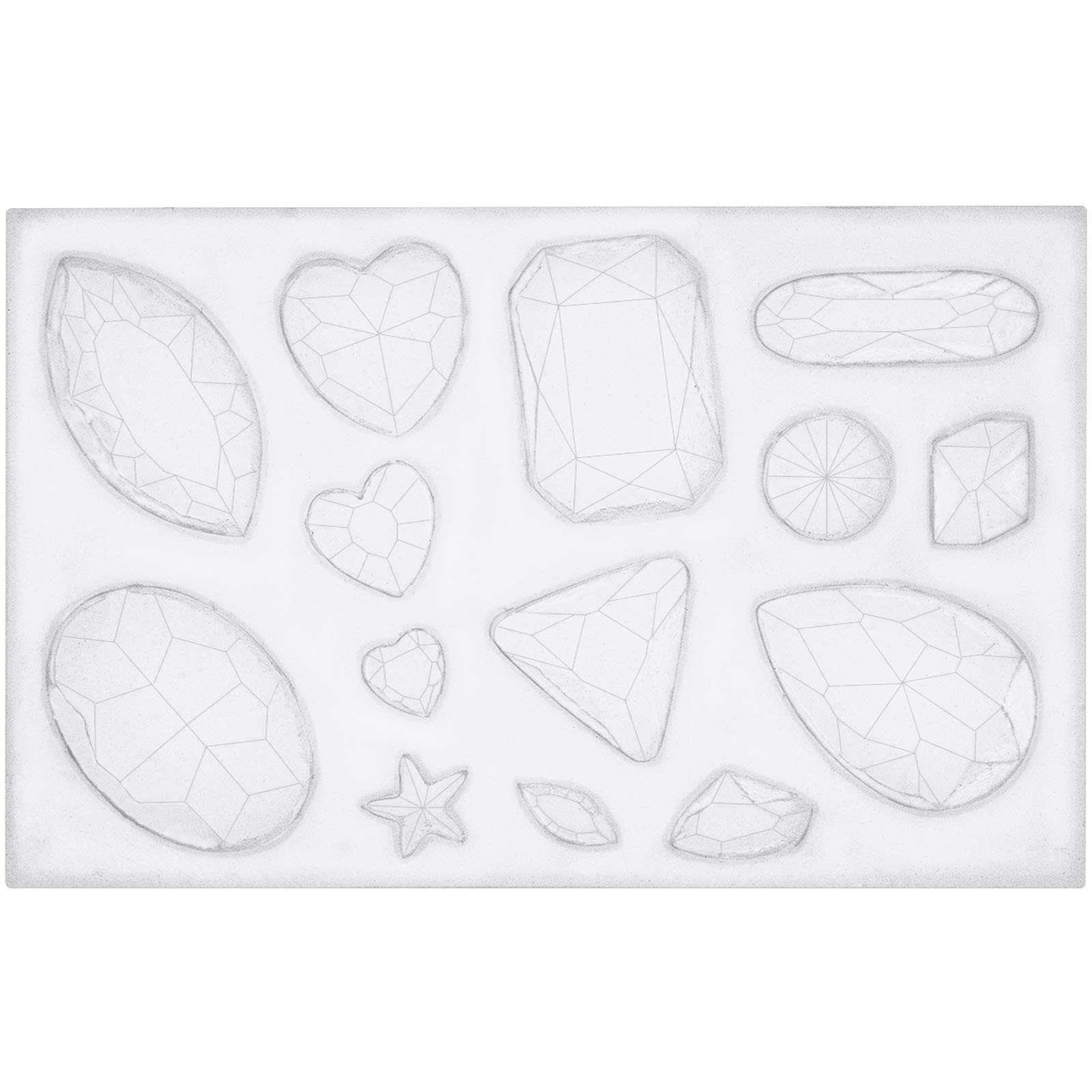 FUNSHOWCASE Assorted Gems and Cabochon Silicone Mold for Fondant Cupcake Topper Chocolate Candy Baking Epoxy Resin Casting Concrete Cement Plaster Craft, Mini