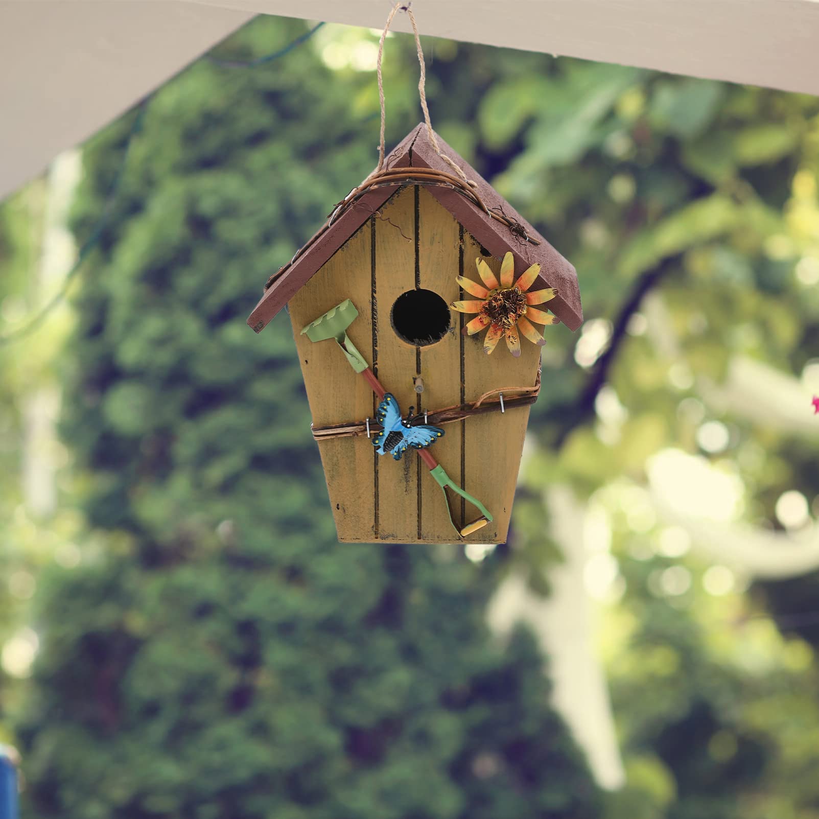 Casetta Uccellini in Legno, 2 Pezzi, Forma Casa per Piccoli Uccelli | Giardino e Salotto, per Allodole, Confezione Doppia, Articolo Decorativo