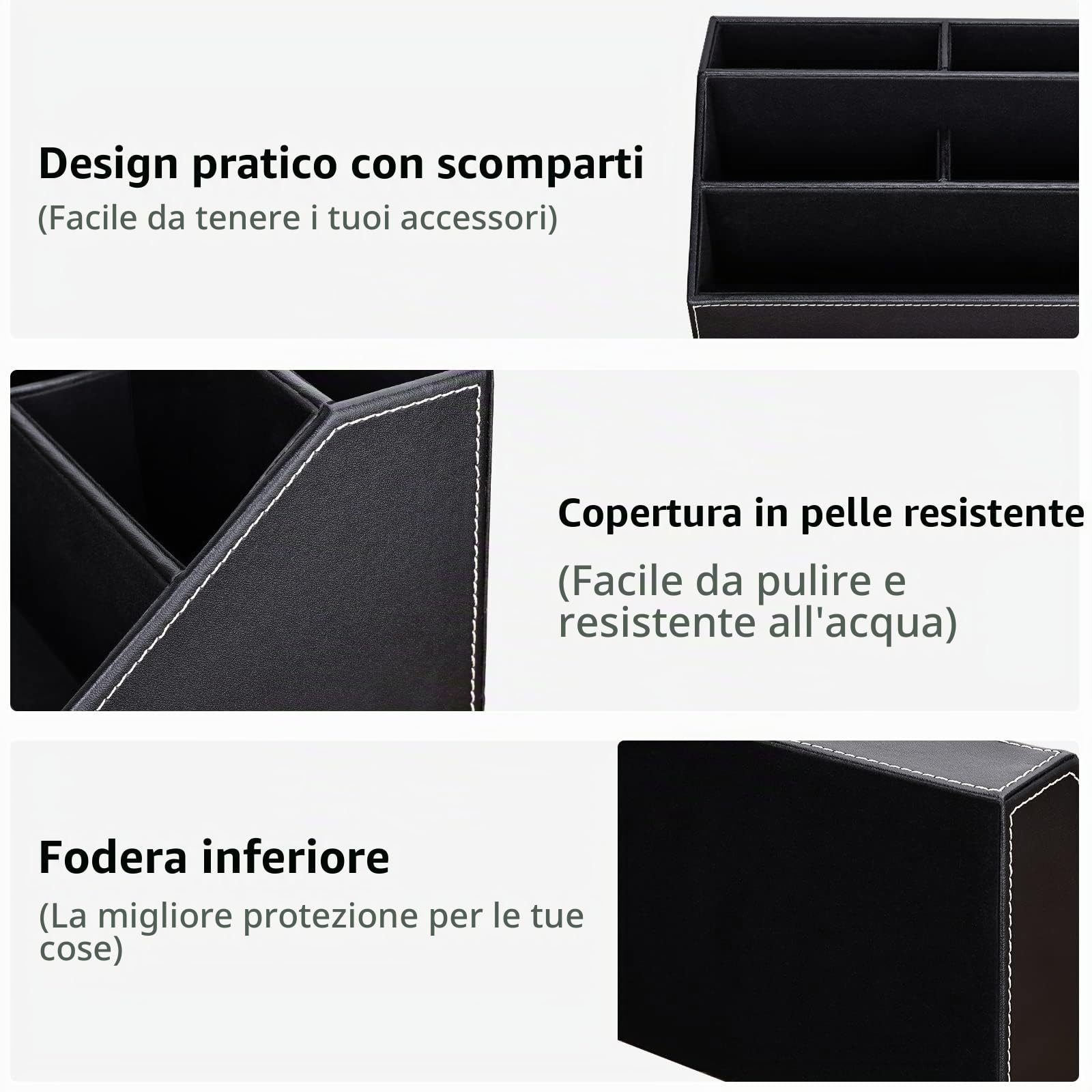 KINGFOM 5 scomparti Multifunzionale Portaoggetti da scrivania (Nero)