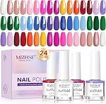 MIZHSE Nail Polish Set 24 Colors,Quick Dry Nail Polish Pink Blue Yellow | Air Fast Dry Nail Polish Kit,Glitter Fingernail Polish For Manicure DIY Salon Home Gift for Women