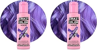 Crazy Color Vibrant Hot Purple Semi-Permanent Hair Dye. Highly Pigmented Royal Purple Conditioning & Oil Nourishing Vegan Formula | No Bleach or Ammonia | 100ml (Pack of 2)