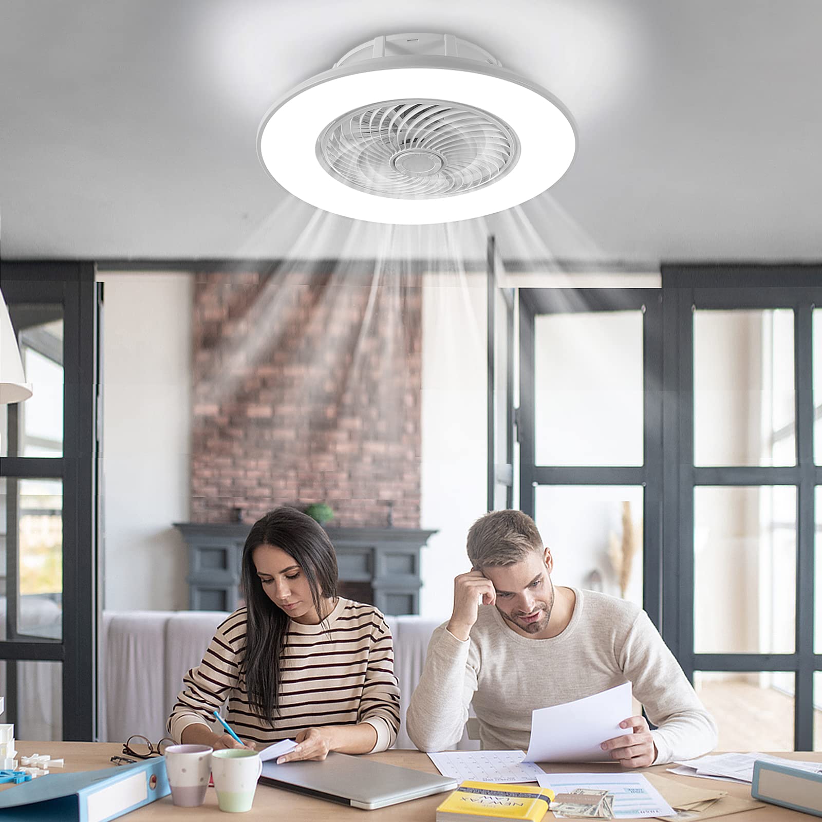 YRHome 90W LED Deckenventilator mit Beleuchtung und Fernbedienung Dimmbar Deckenleuchte Einstellbare Windgeschwindigkeit Ventilator Deckenlampe Modern Ultra-Leise Farbwechsel für Wohnzimmer