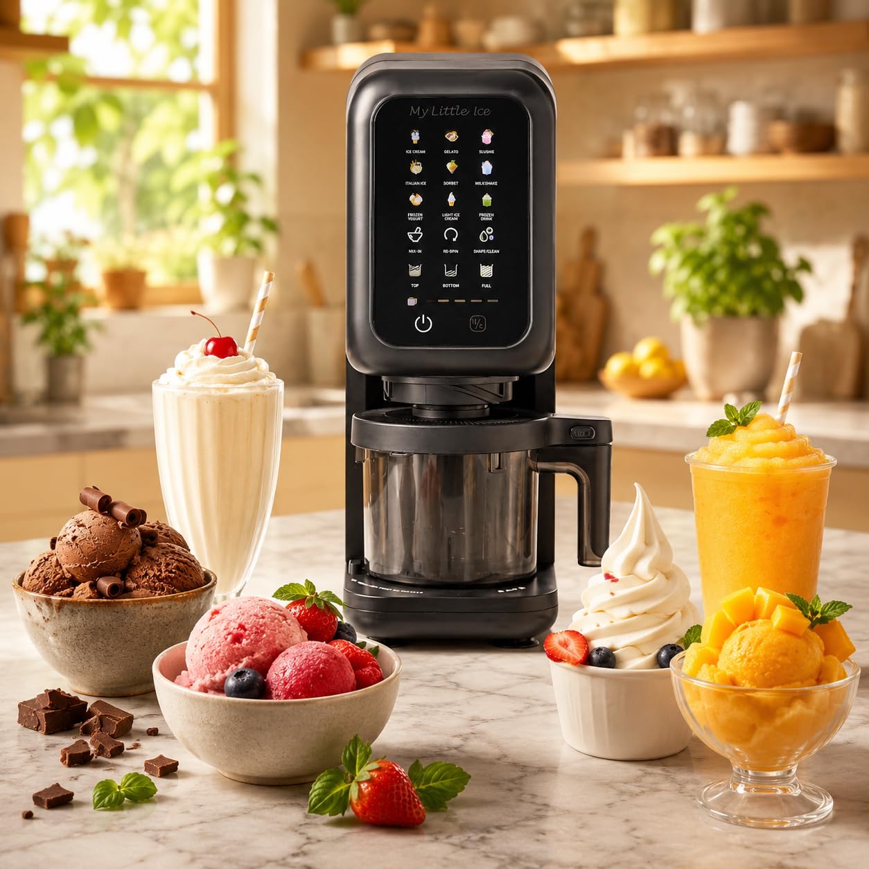 SENYA My Little Ice Machine à Glace 700W – Sorbetière Électrique Familiale 9 Programmes – Glaces, Gelato, Sorbets & Milkshakes Maison – Mix-In & Re-Spin – Sans BPA SYCP-ICM003