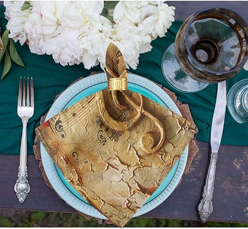 Miniatura 2 de Luxuriant Table Cloth Napkins Set of 4, Retro Musical Note Old Style 20 x 20 Inch Soft & Comfortable Dinner Napkins Decor for Family, House,