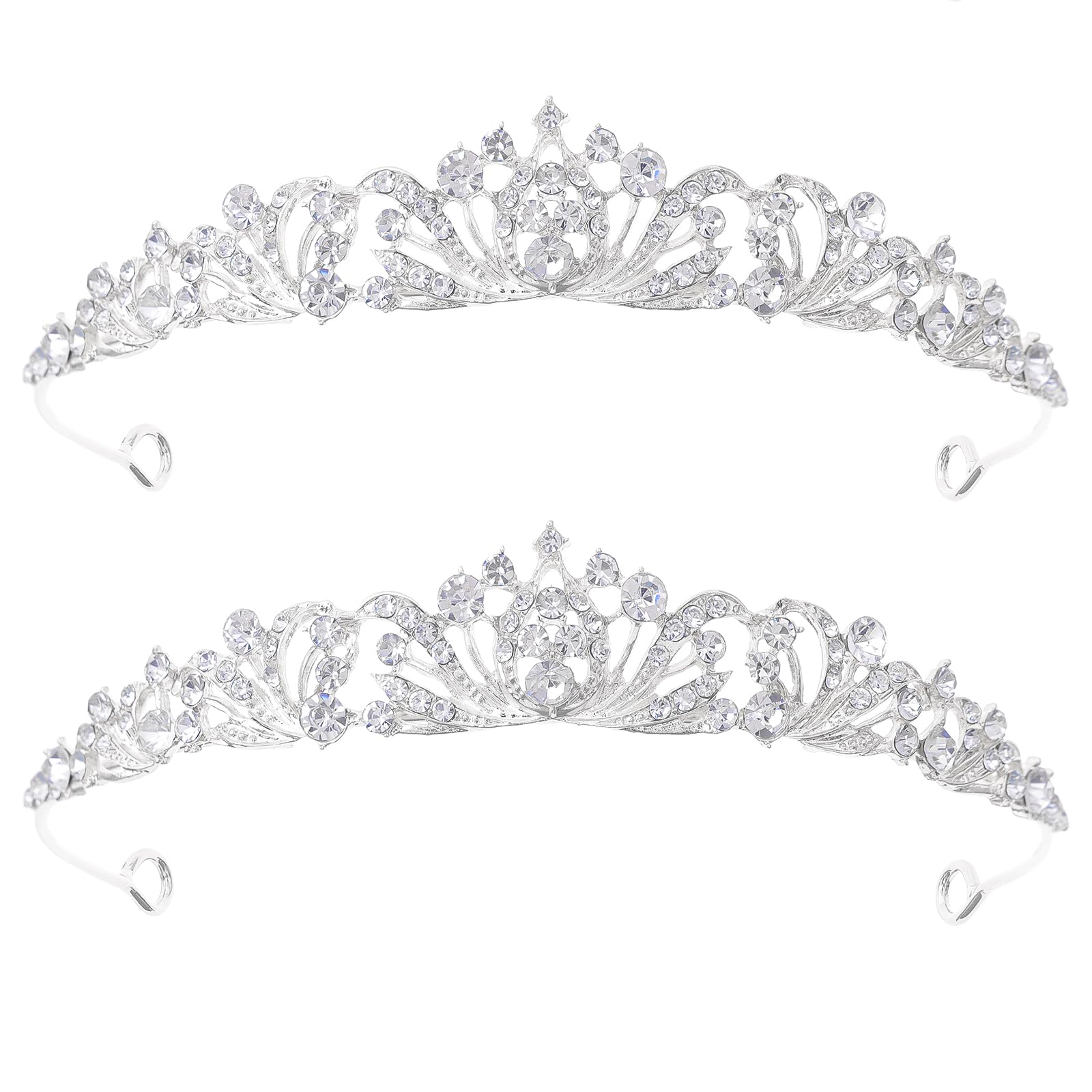 2 Pieces Silver Tiara Crown for Women Wedding Tiaras for Bride Princess Crowns and Tiaras for Girl Rhinestone Crowns for Birthday Halloween Cosplay Christmas Party Prom Gifts