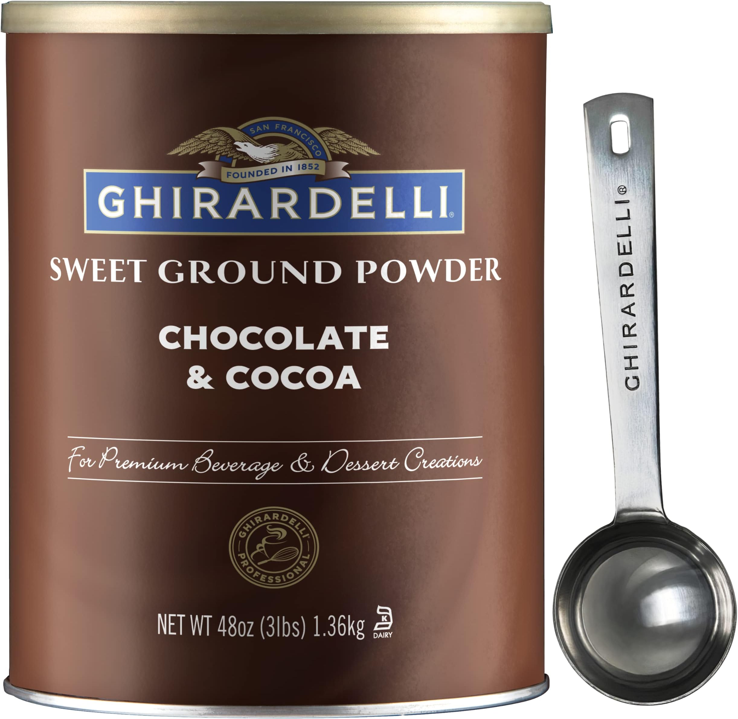 Chocolate Company Sweet Ground Chocolate & Cocoa Gourmet Powder 3 lbs with Ghirardelli Stamped Barista Spoon