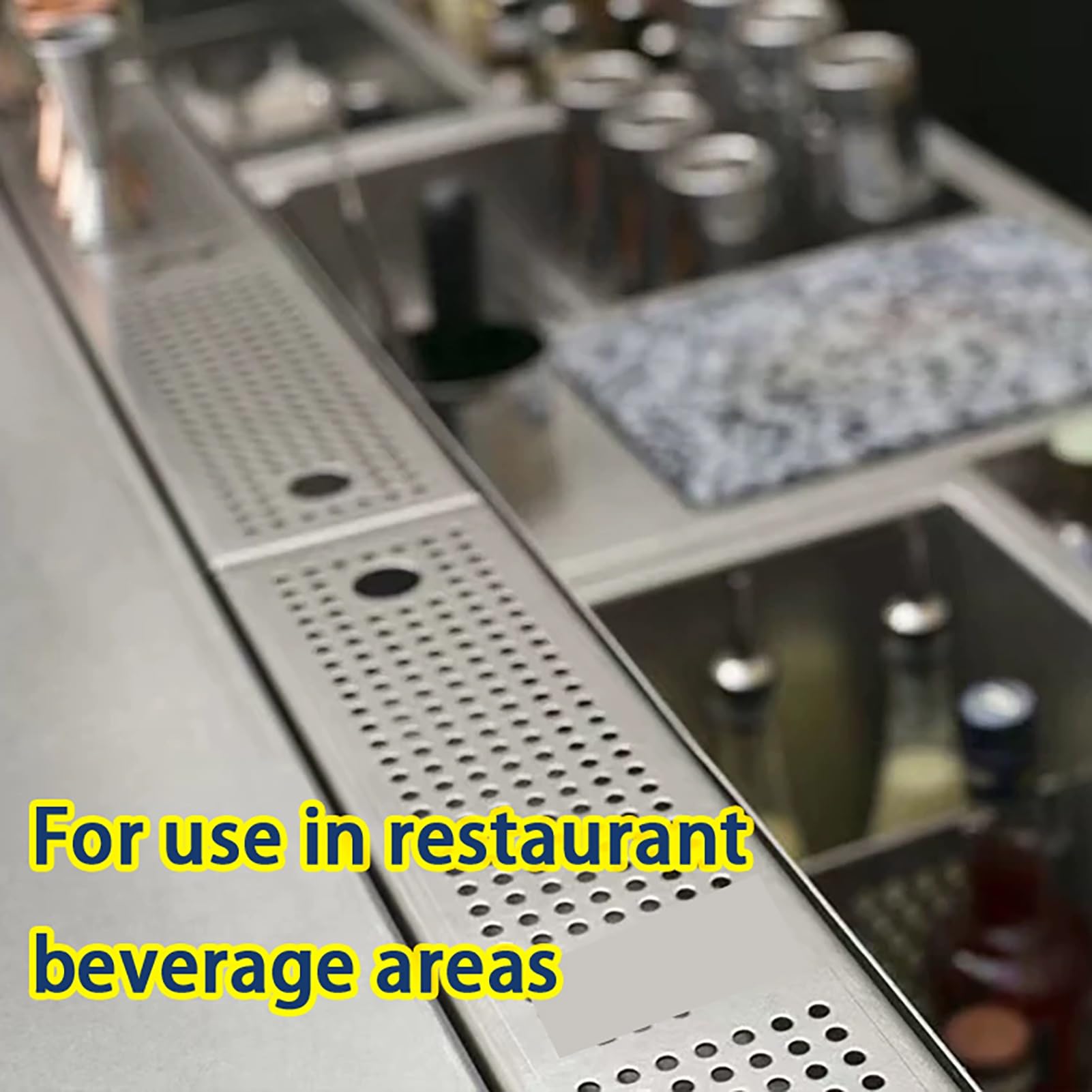 Bandeja antigoteo inox 304 para barra, bandeja perforada extraíble | Bandeja antigoteo para barra, estación bebidas, dispensador agua y restaurante(300X100X25mm)
