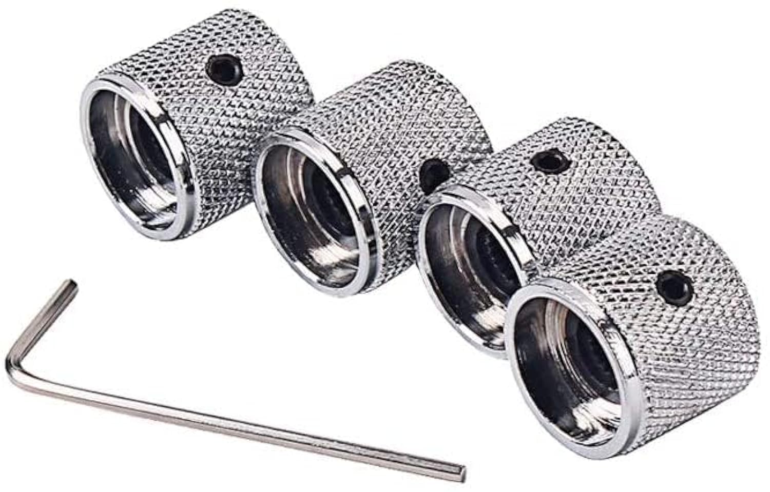 4PCS Guitar Speed Control Knobs Metal Volume Tone Dome Tone Knobs with Allen Keys Screws Set for Electric Guitar Bass Chrome