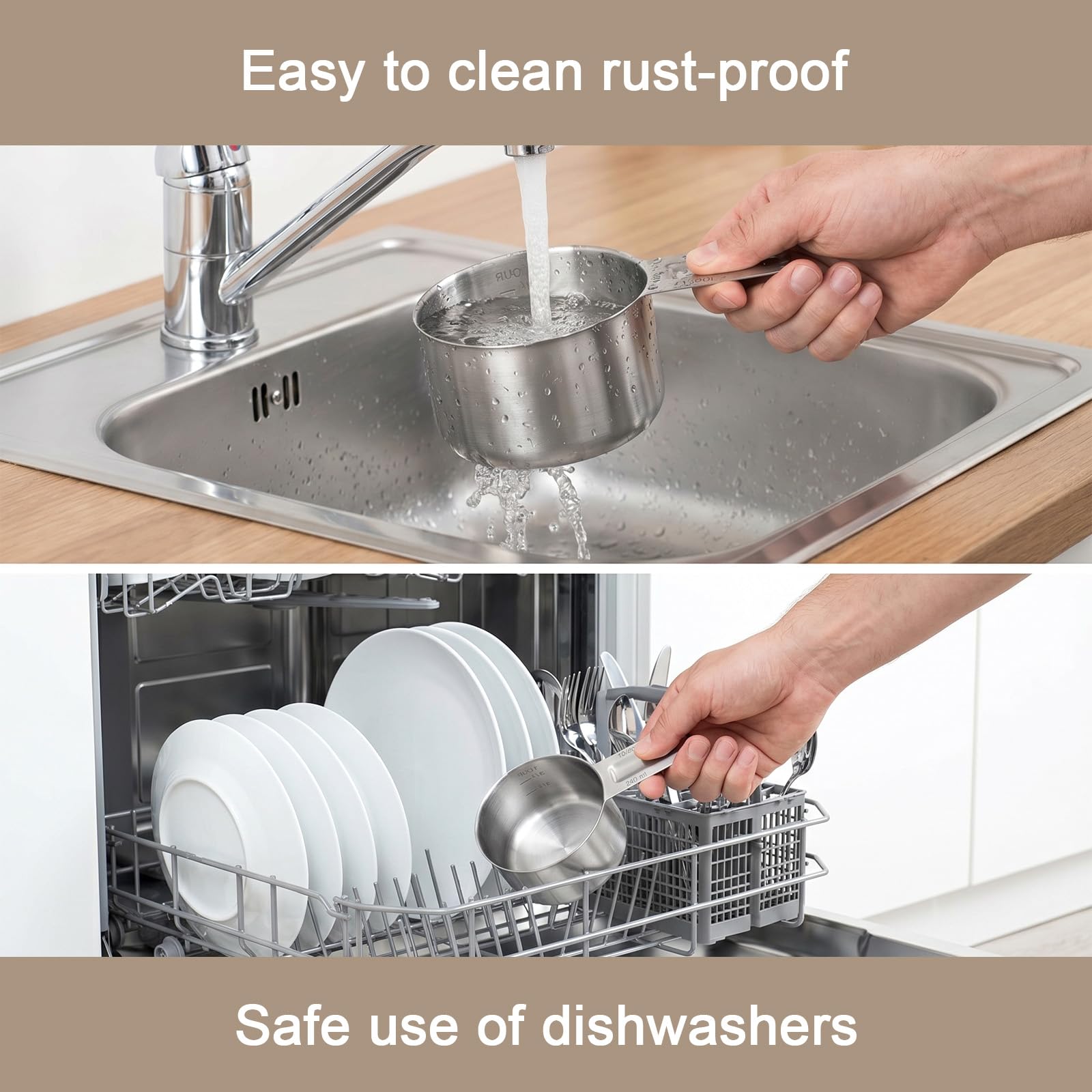 Set di 8 misurini in acciaio inox, 240 ml, utensili da cucina resistenti