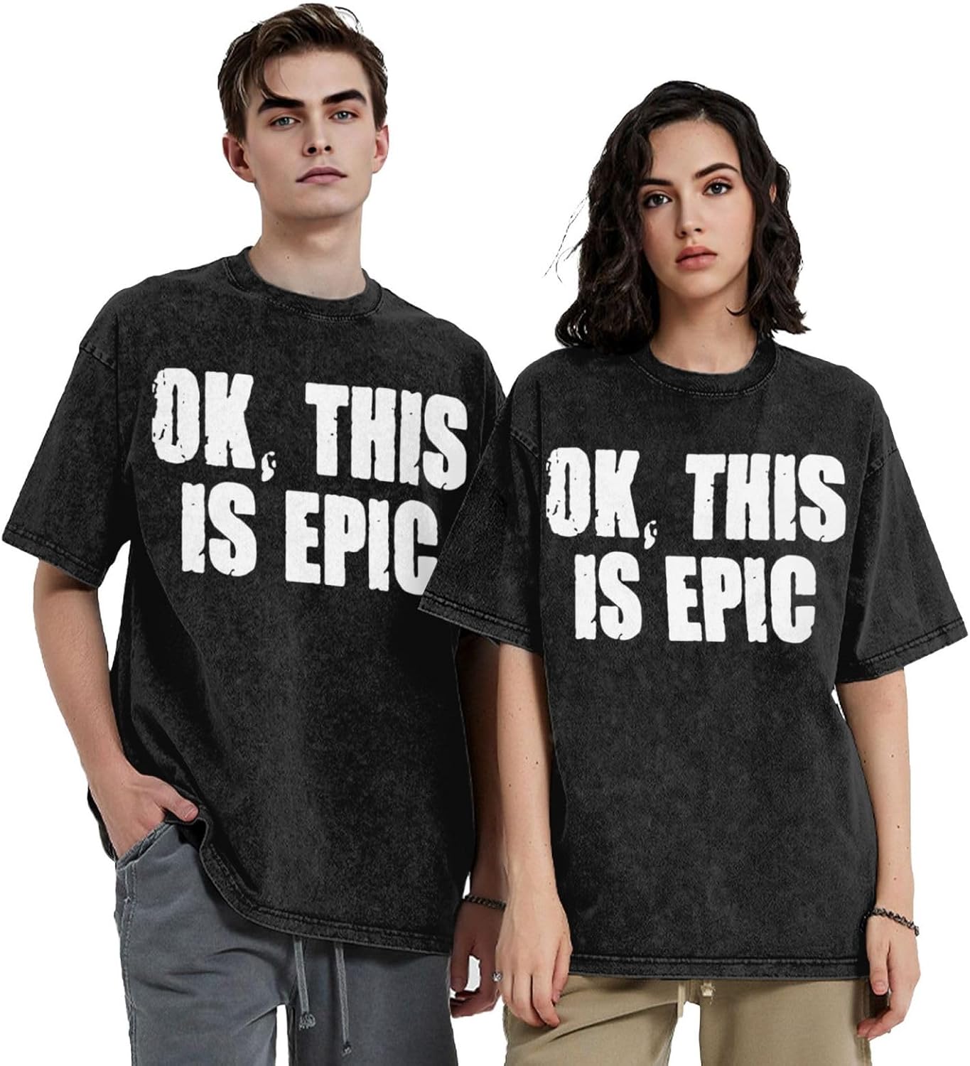 ok, This is Epic Men's Oversized Cotton T-Shirts Loose Fit Vintage Tee Unisex Short Sleeve Casual Shirts Tops,XX-Large Black - Image 6