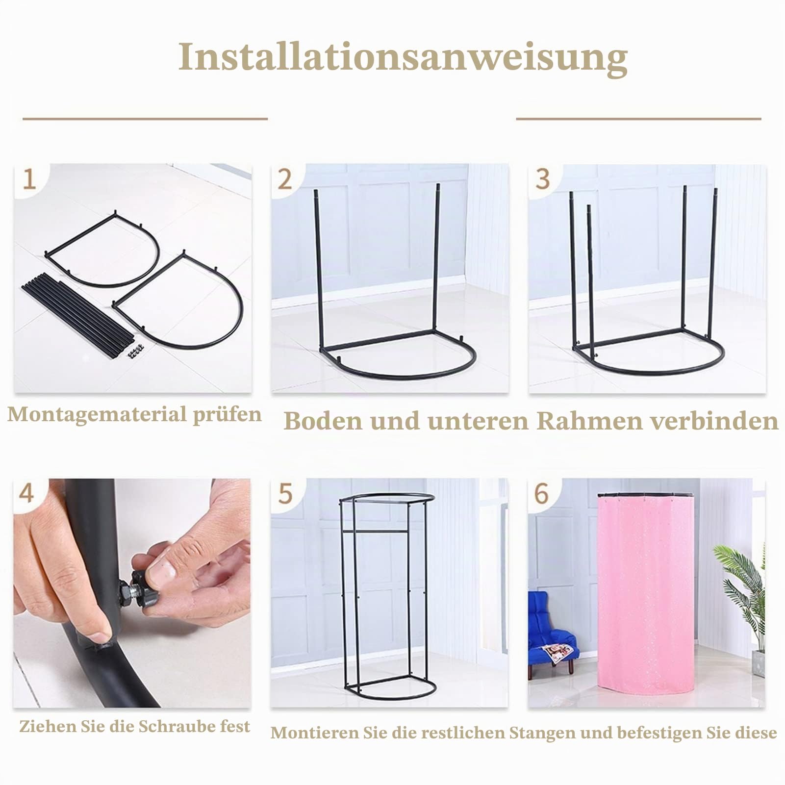 mobile Umkleidekabine freistehend, grau, 200 × 100 × 95 cm