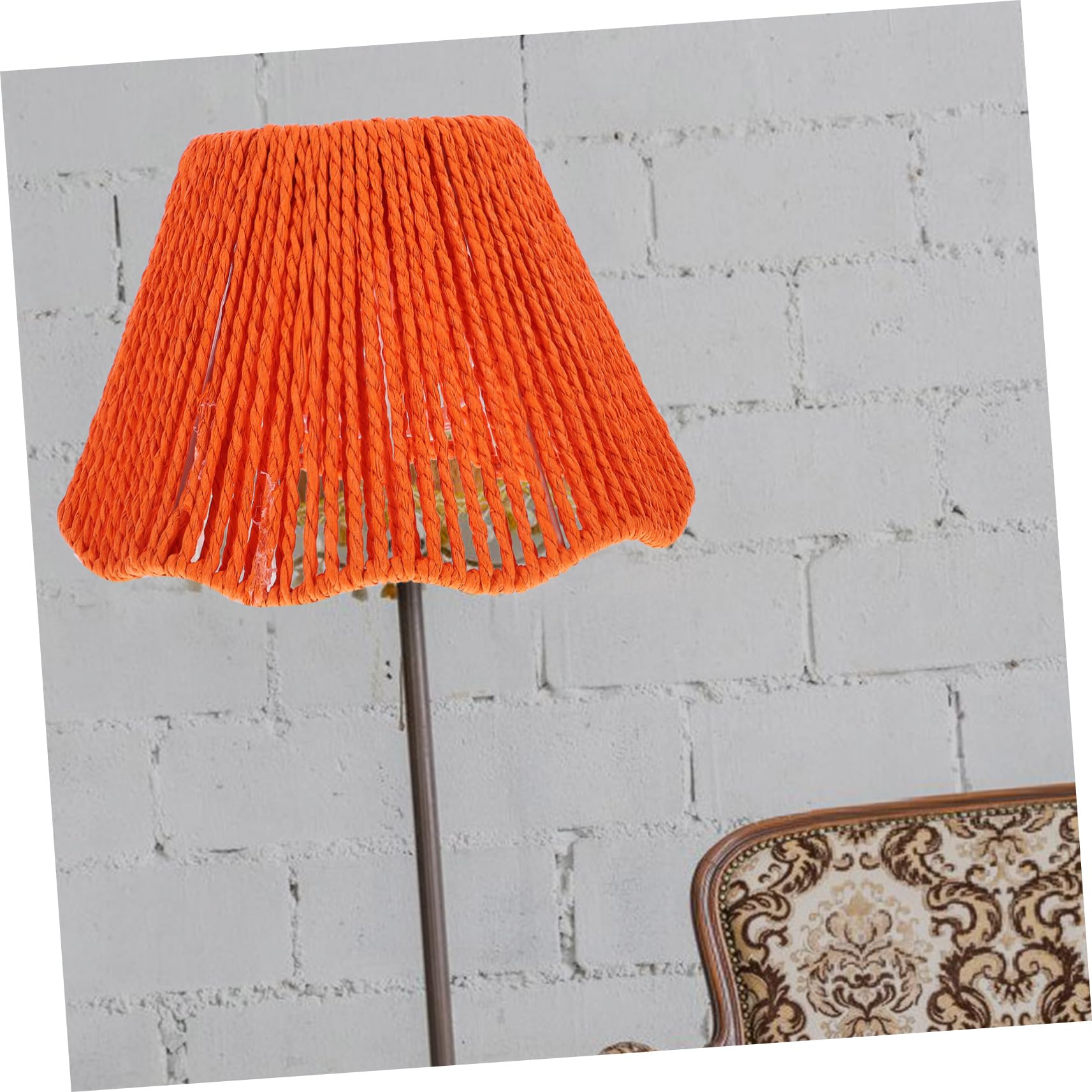Abat-jour Décoratif en Corde de Papier Orange, Tissé
