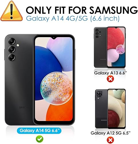 Miniatura 2 de LYWHL Paquete de 3 protectores de pantalla para Samsung Galaxy A14 5G, vidrio templado transparente HD de dureza 9H para Galaxy A14, sin burbujas,