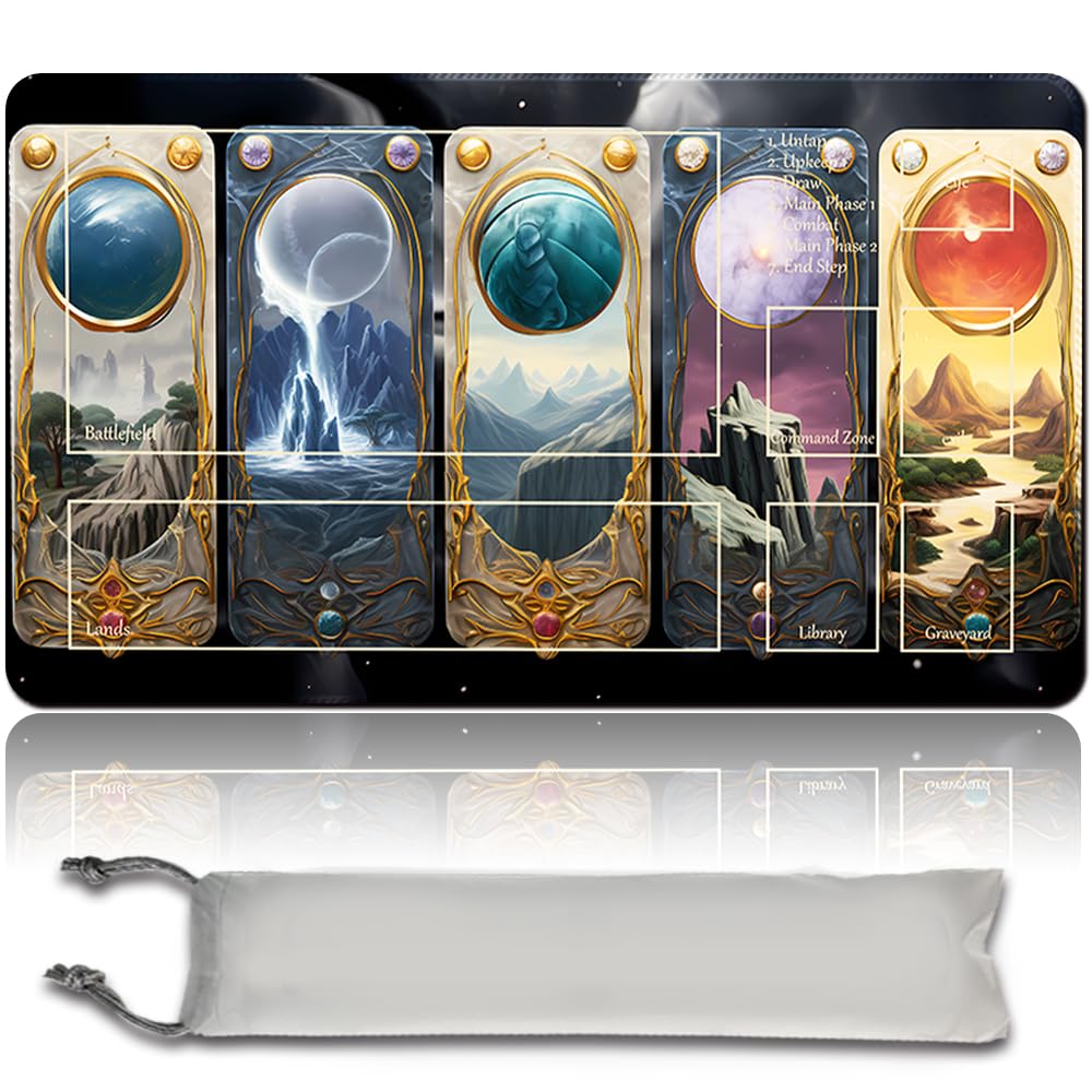 Board Game MTG Playmat Free Waterproof Bag, Sewn Edges,Card Enthusiasts TCG Playmat Mouse Pad MTG Game Mats With Zones (Original Playmat) (With Zone,MAthefourcar)