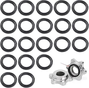 20 Pack Dumbbell Collars Rubber Washer Replacement 25mm x 35mm x 3mm 1" Flat O-Rings Non Spinning Stoppers for Barbell 25mm Spin-Lock Screw Nut Dumbbell Handles Adjustable Dumbbells Bar