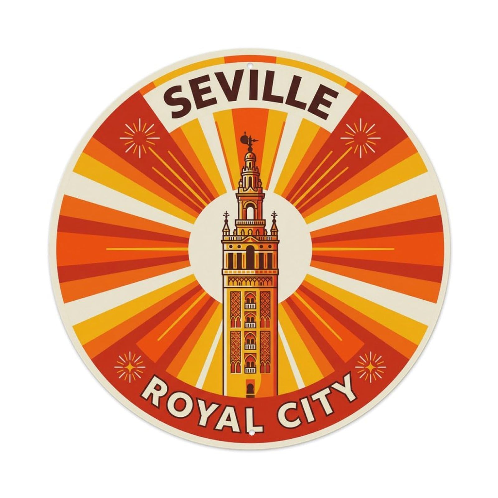 Vintage Travel Seville Spain Residents Metal Tin Sign