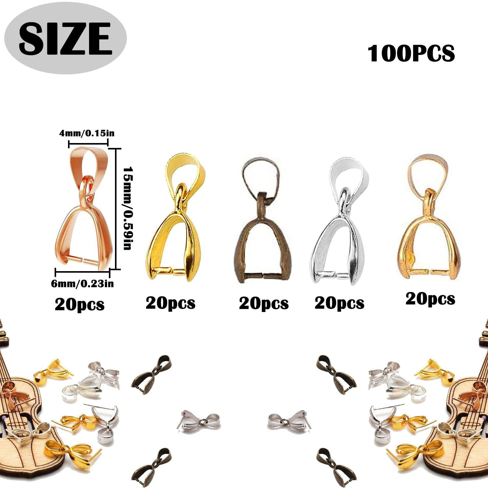 100 Stück Anhänger-Clips Gold & Silber - Schmuckzubehör Für DIY Ketten