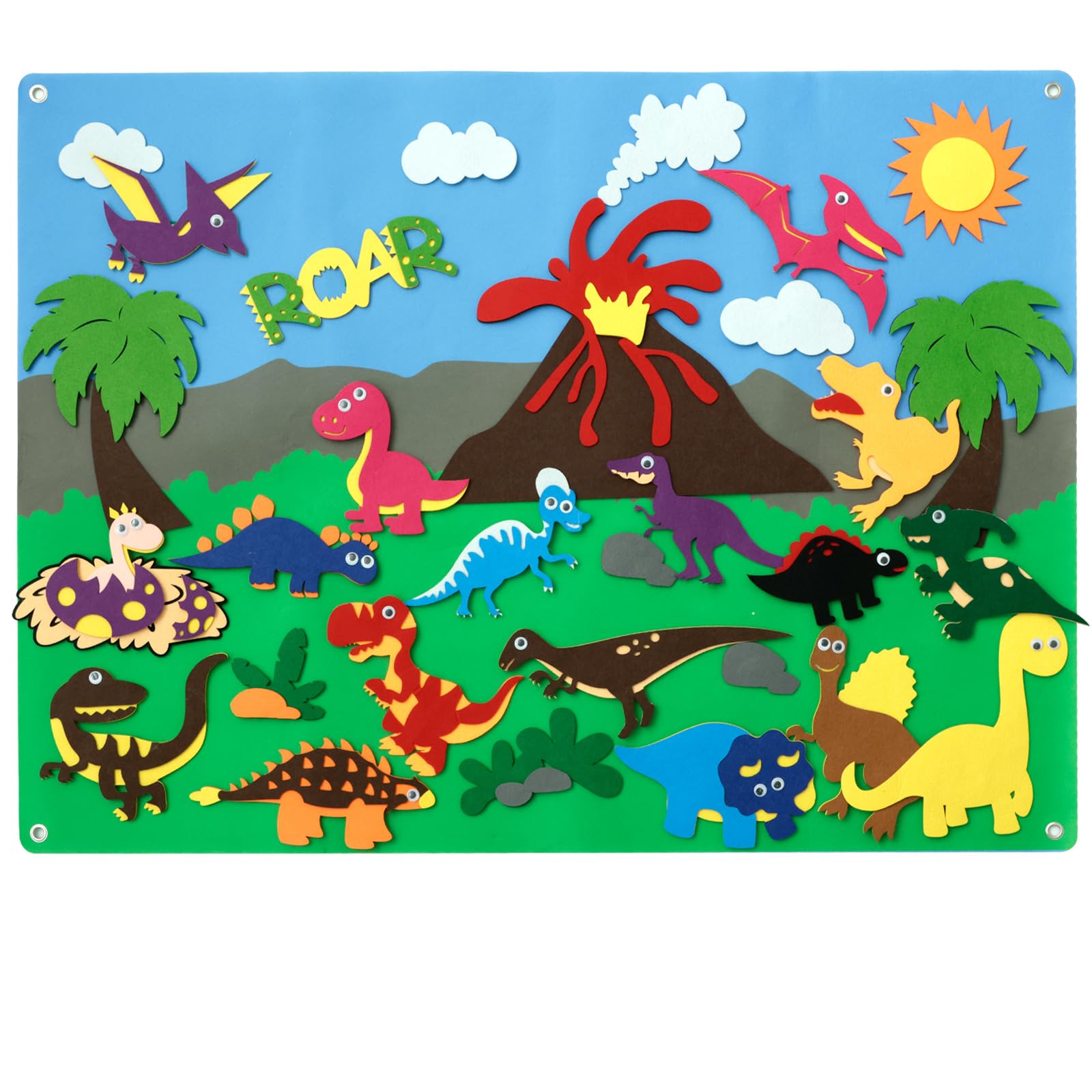 3.5Ft Felt Story Board Set Fuzzy Felt Farm Games Set Preschool Interactive Play Toys Reusable Wall Hanging Sensory Board Early Learning Storytelling Toys for Kids Toddlers Gift (Dinosaur) â image 1
