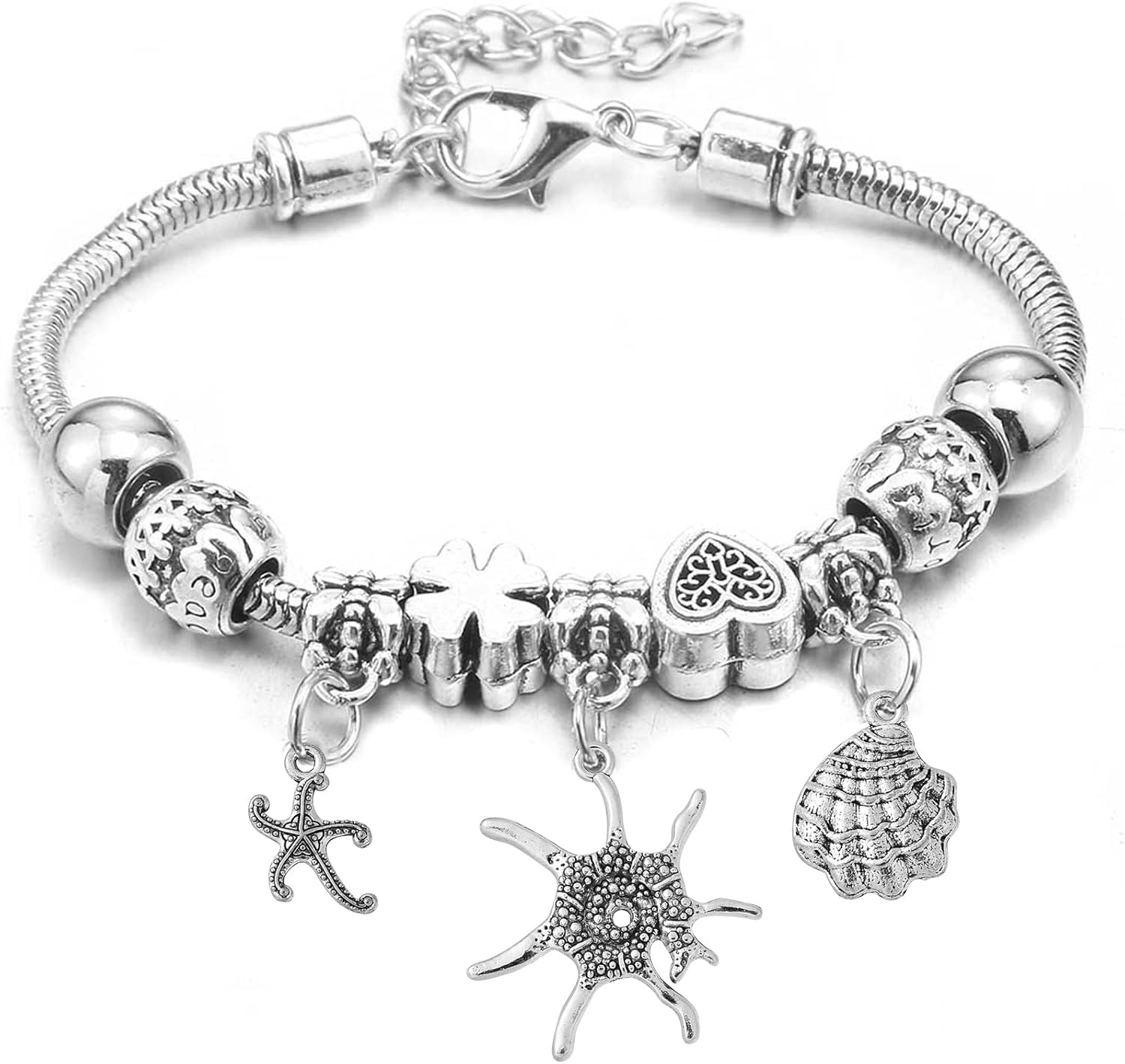 UR URLIFEHALL 50 Pcs 10 Styles Tibetan Ocean Animal Charms Pendants Dolphin Starfish Sea Shell Conch Charms for Bracelet Necklace Jewelry Making - Image 7