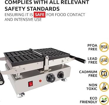 ALDKitchen Belgian Waffle Maker Thick with Removable Plates | Swing Type Belgian Waffle Iron | 2 Square-Shaped Waffles | 110V (2 PCS)