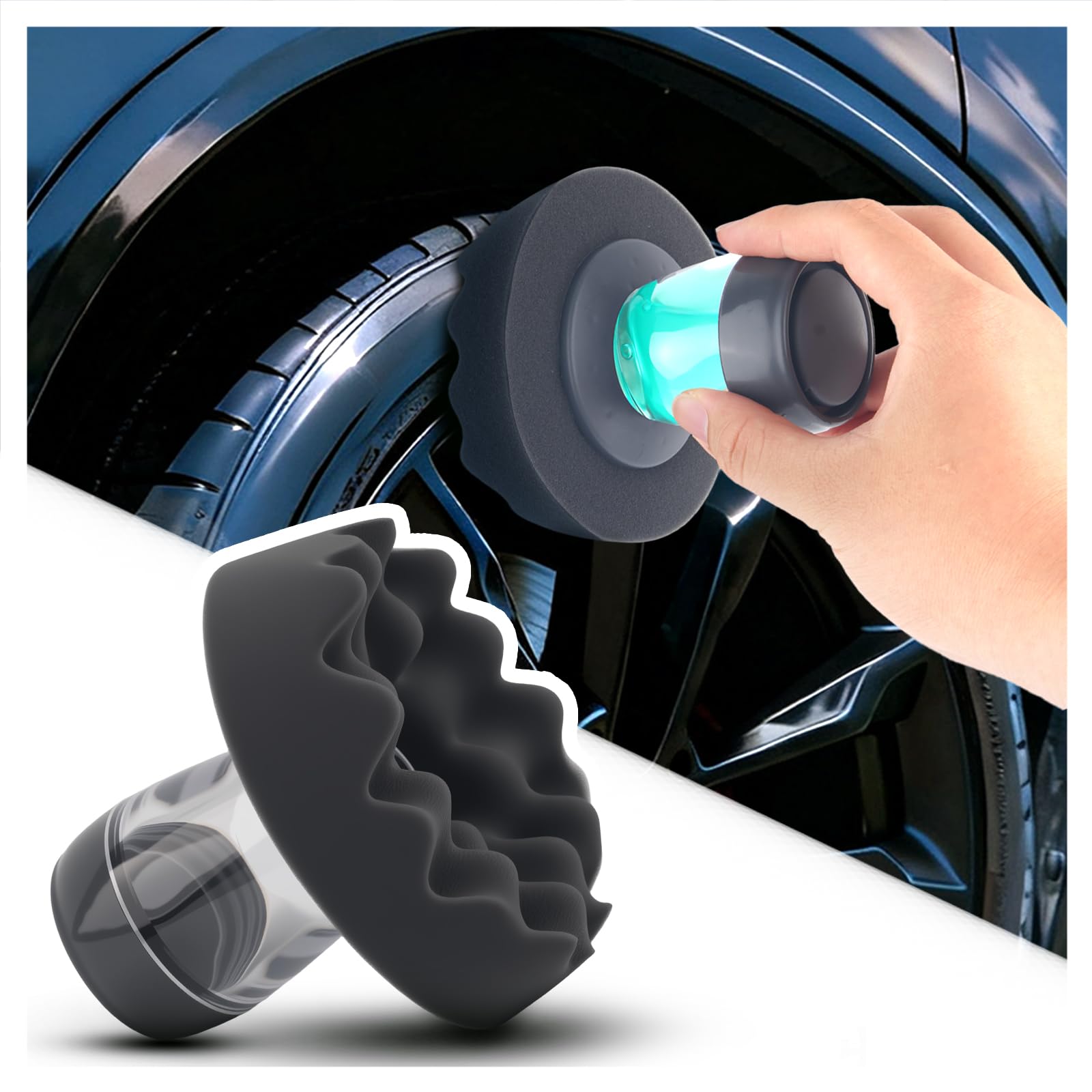 Figpade Tire Shine Applicator Pad,No-Drip Reusable Tire Dressing Applicator for Tires Shining & Detailing,Professional Tires Applicators Car Detailing Tools for Cars/SUVs/Trucks