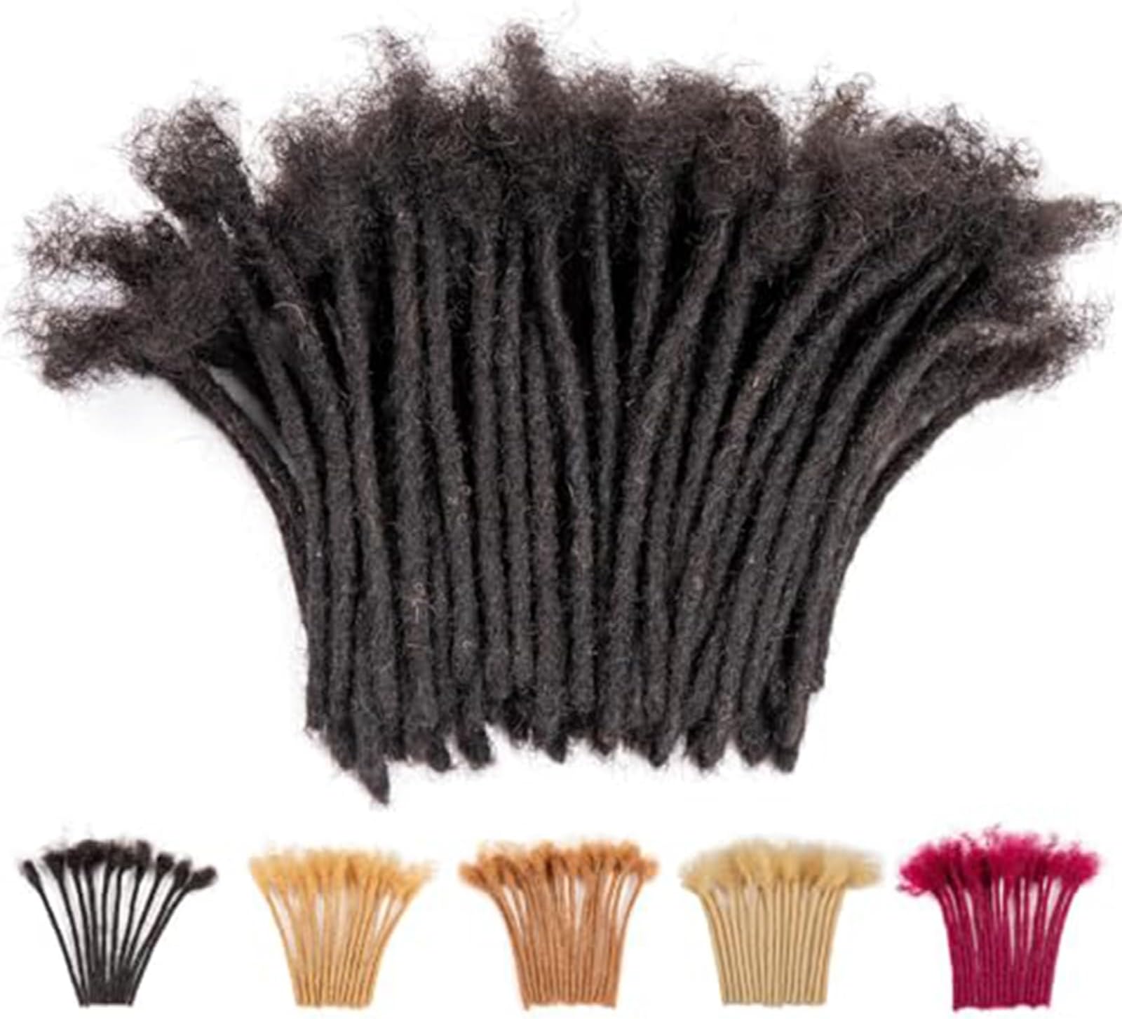 Teresa 6 Inch Small 0.6cm Width 20 strands 100% Human Hair Dreadlock Extensions for Men/Women/Kids,Full Hand-made Permanent Dread Loc Extensions Human Hair Can be Dyed and Bleached