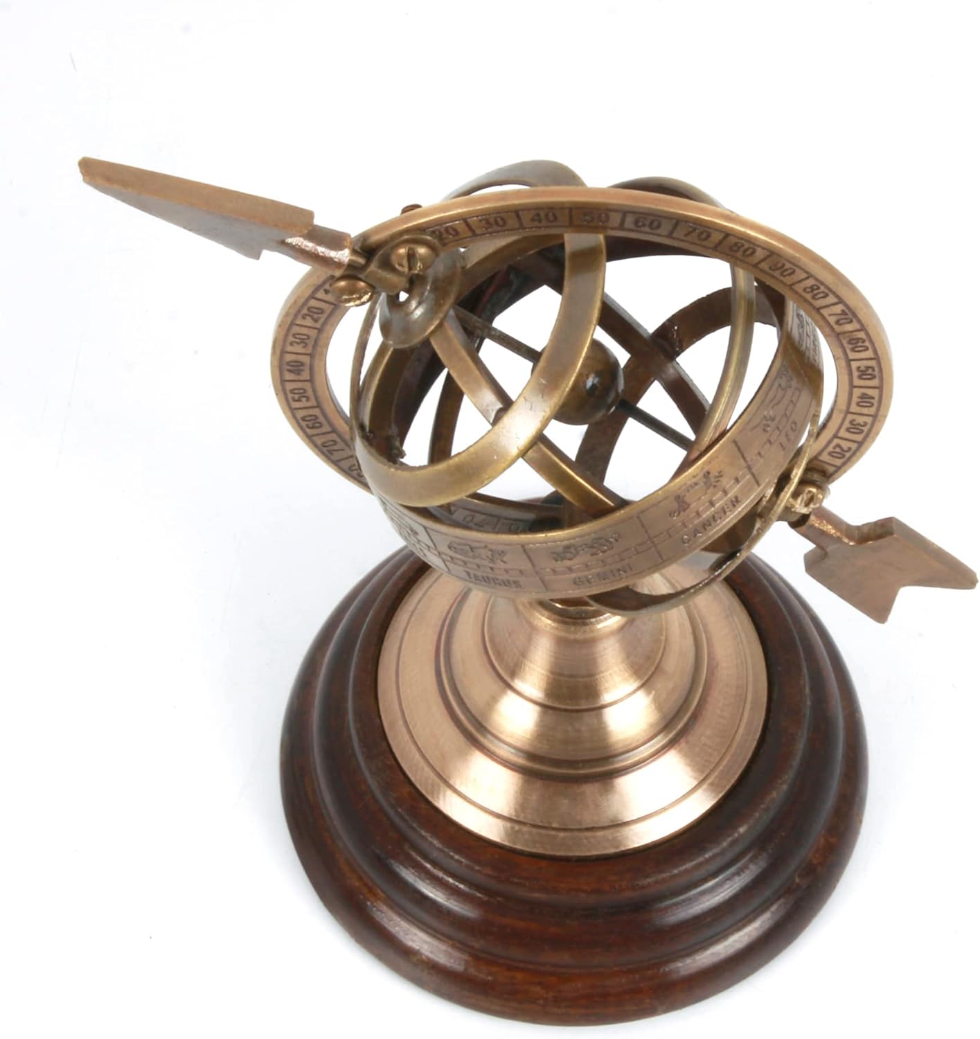 5" Nautical Antique Zodiac Brass Armillary Sphere Globe – Vintage Maritime World Globe Table Décor, Pirate Ship Style Astronomical Instrument Gift