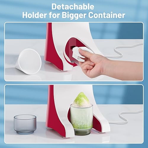 Miniatura 3 de Máquina de hielo afeitado con cono de nieve con 3 vasos de plástico reutilizables, máquina de granizado de mesa para cono de nieve casero, bolas de