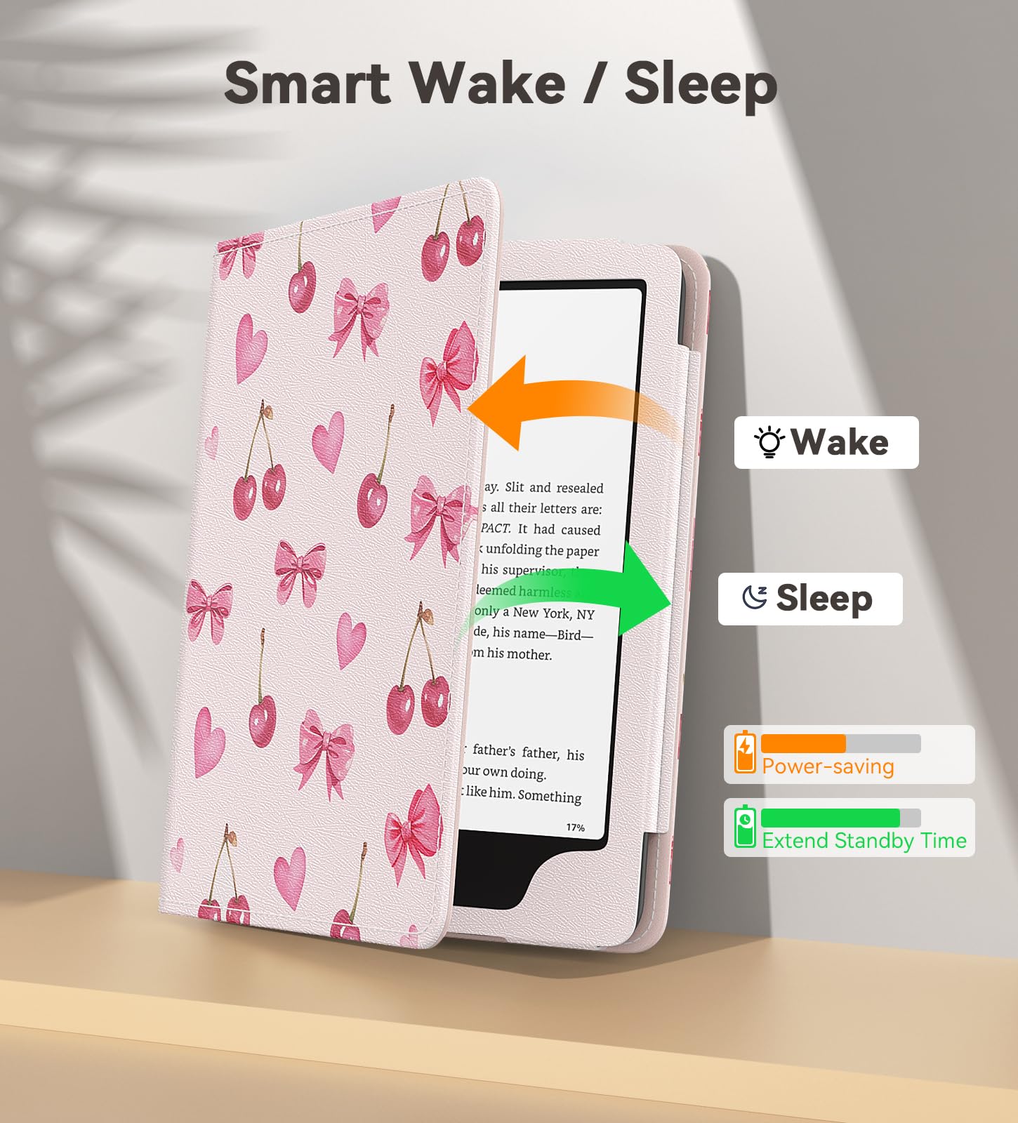 MoKo Case for 7"/6.8" eBook Reader(12th/11th Gen 2024/2021), Cherry Bow