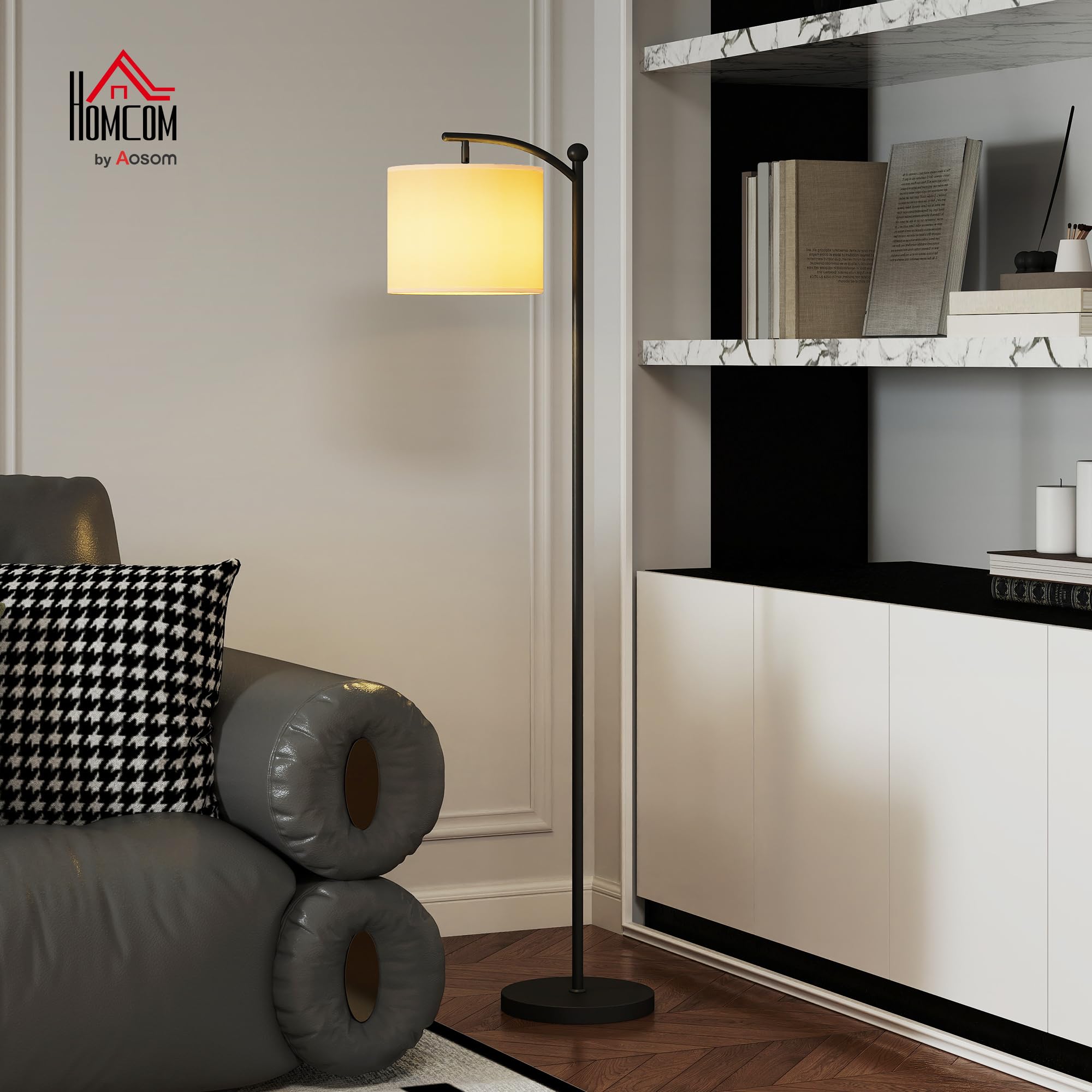 HOMCOM Lampada da Terra a LED Dimmerabile con Telecomando Piantana Nero | Lampada con Luce Regolabile, 11 Colori di Temperatura, 11 Luminosità, Timer 60 Minuti, per Salotto, Soggiorno, Camera