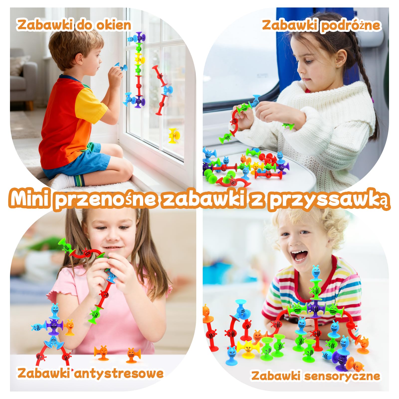 42 zabawki z przyssawką, silikonowa przyssawka, zabawka do wanny dla dzieci od 3 lat, sensoryczna zabawka ssąca, zabawka antystresowa, zabawka podróżna dla dzieci i dorosłych