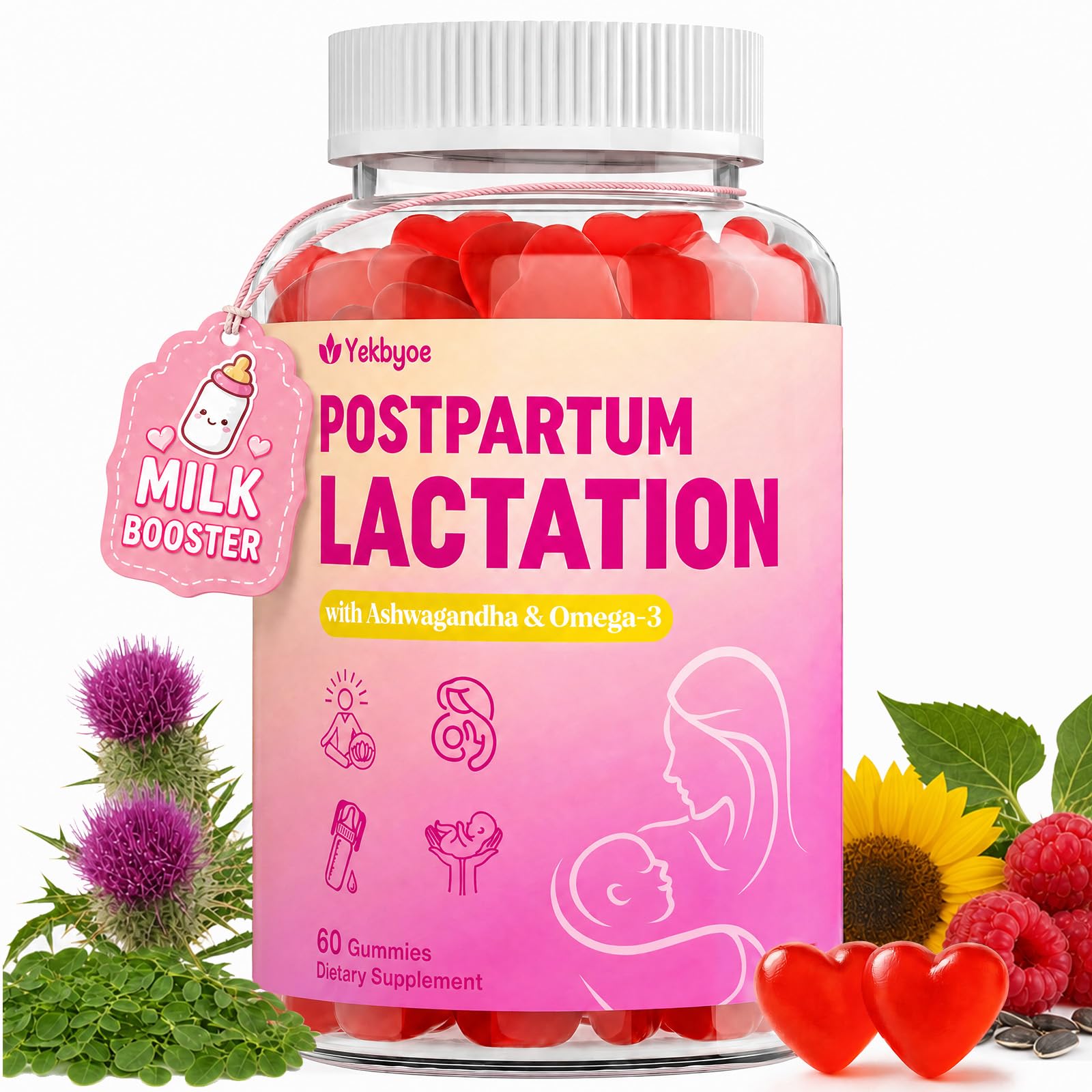 Lactation Support - Lactation Supplement for Breastfeeding Moms, 60 Gummies 60 Count (Pack of 1)