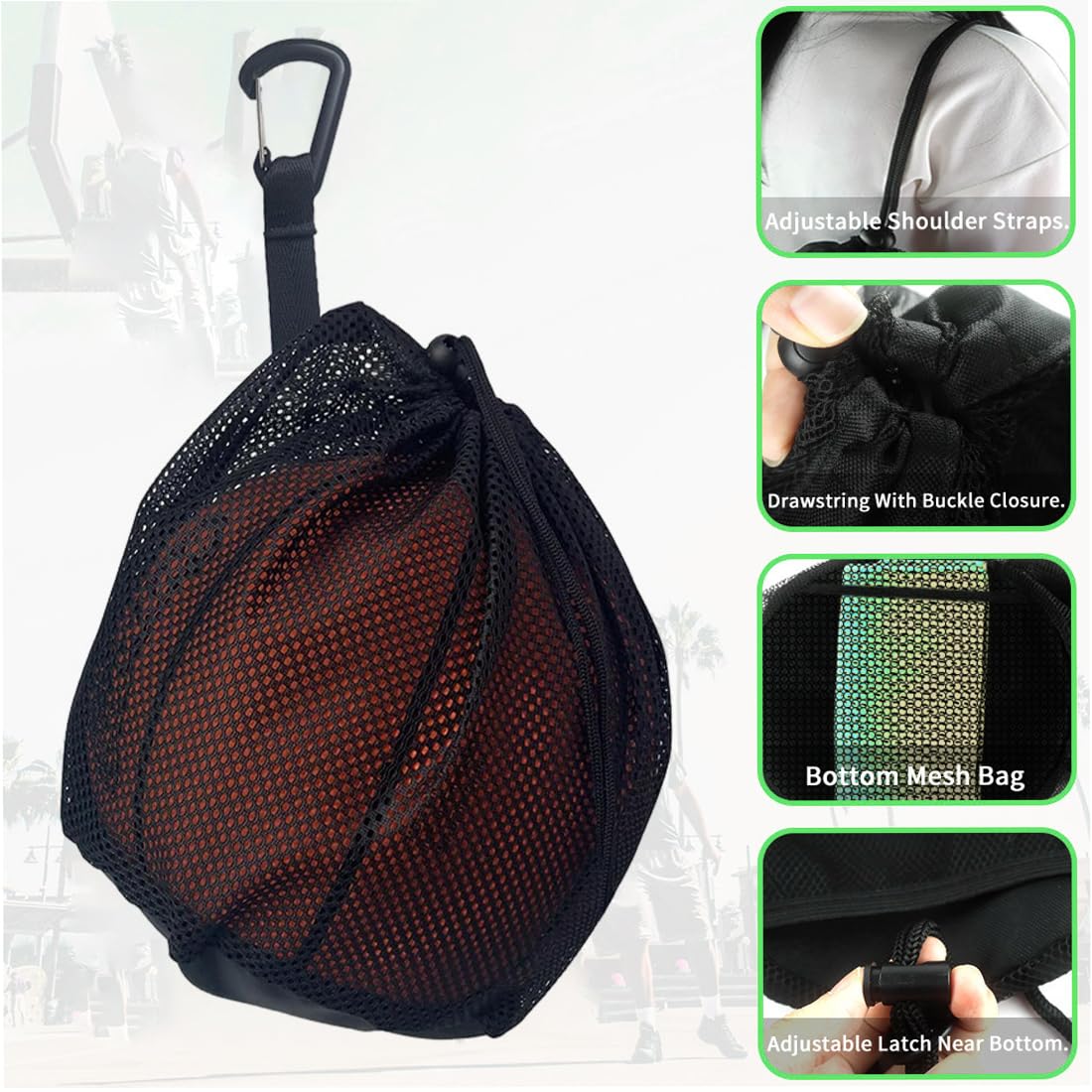 1 Pcs Borsa da pallacanestro multifunzionale per bambini e adulti zaino portatile e borsa a rete inclusi